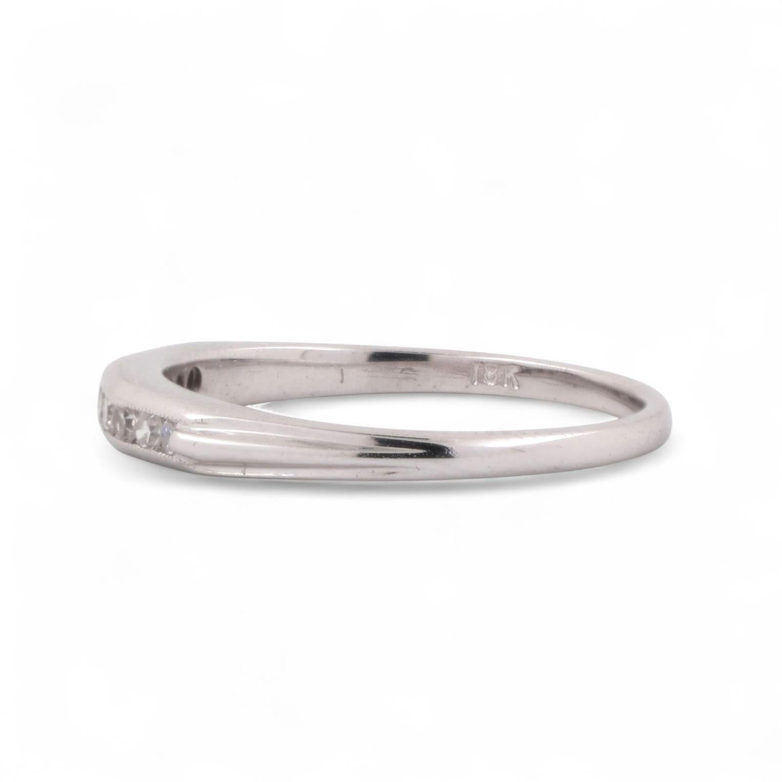 Diamond Half Eternity Band Ring 18K White Gold 0.16 TW Round Diamonds Size 6.25
