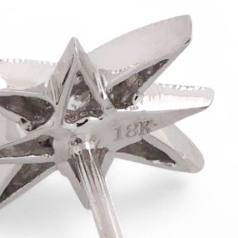 Diamond Starburst Stud Earrings 18K White Gold 0.45 TW 0.50" Estate