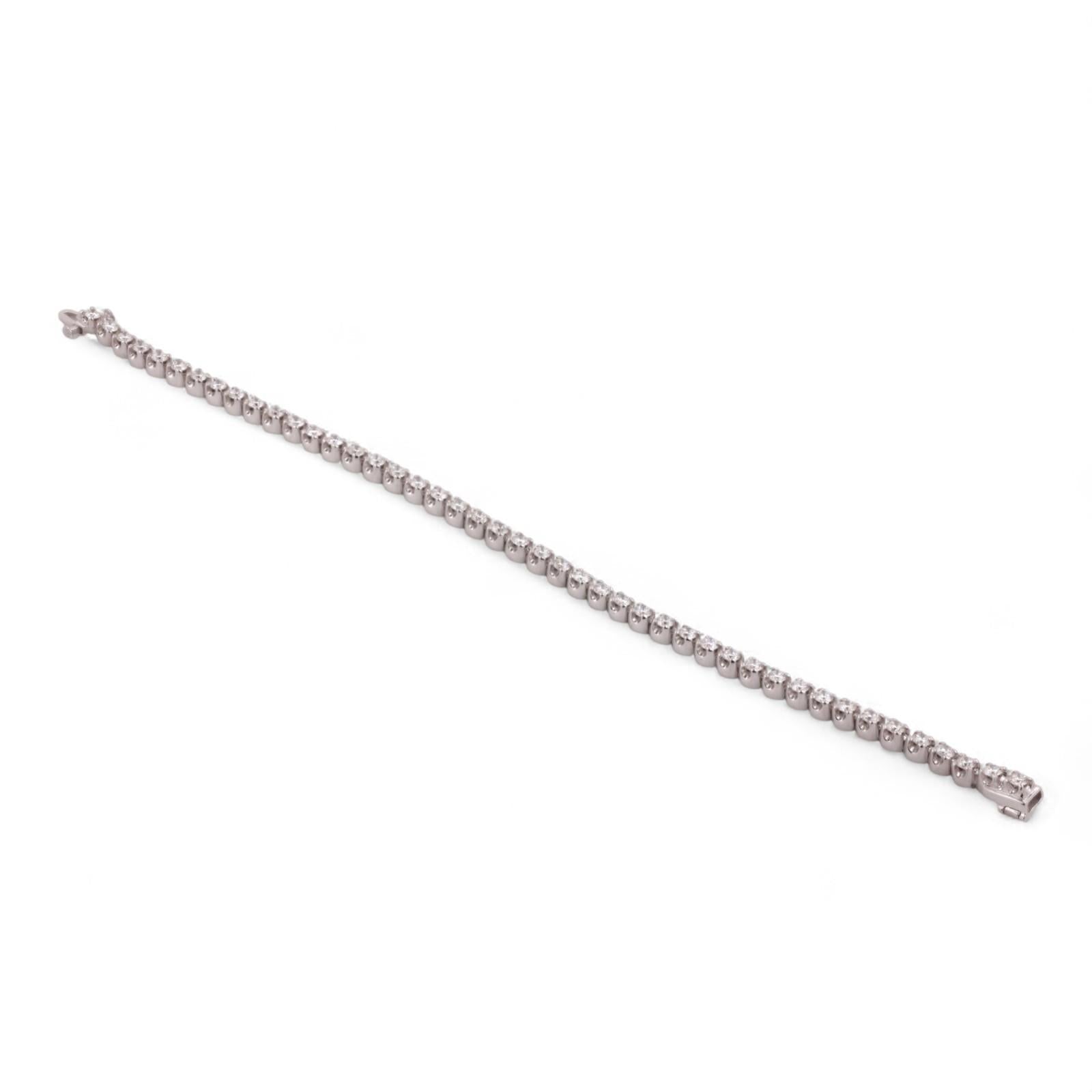 3.00 TW Round Diamond Tennis Bracelet 14K White Gold 7" Estate