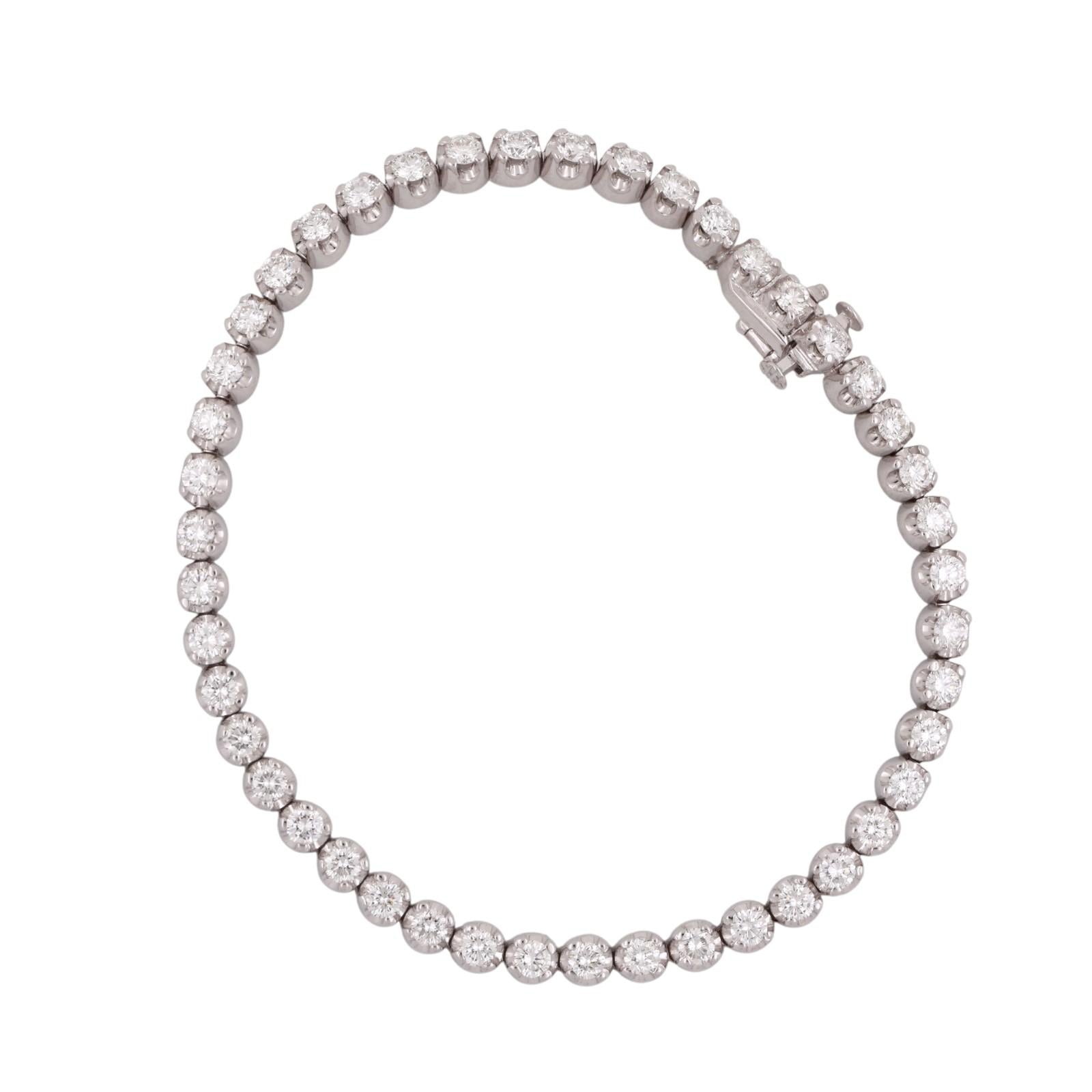 3.00 TW Round Diamond Tennis Bracelet 14K White Gold 7" Estate