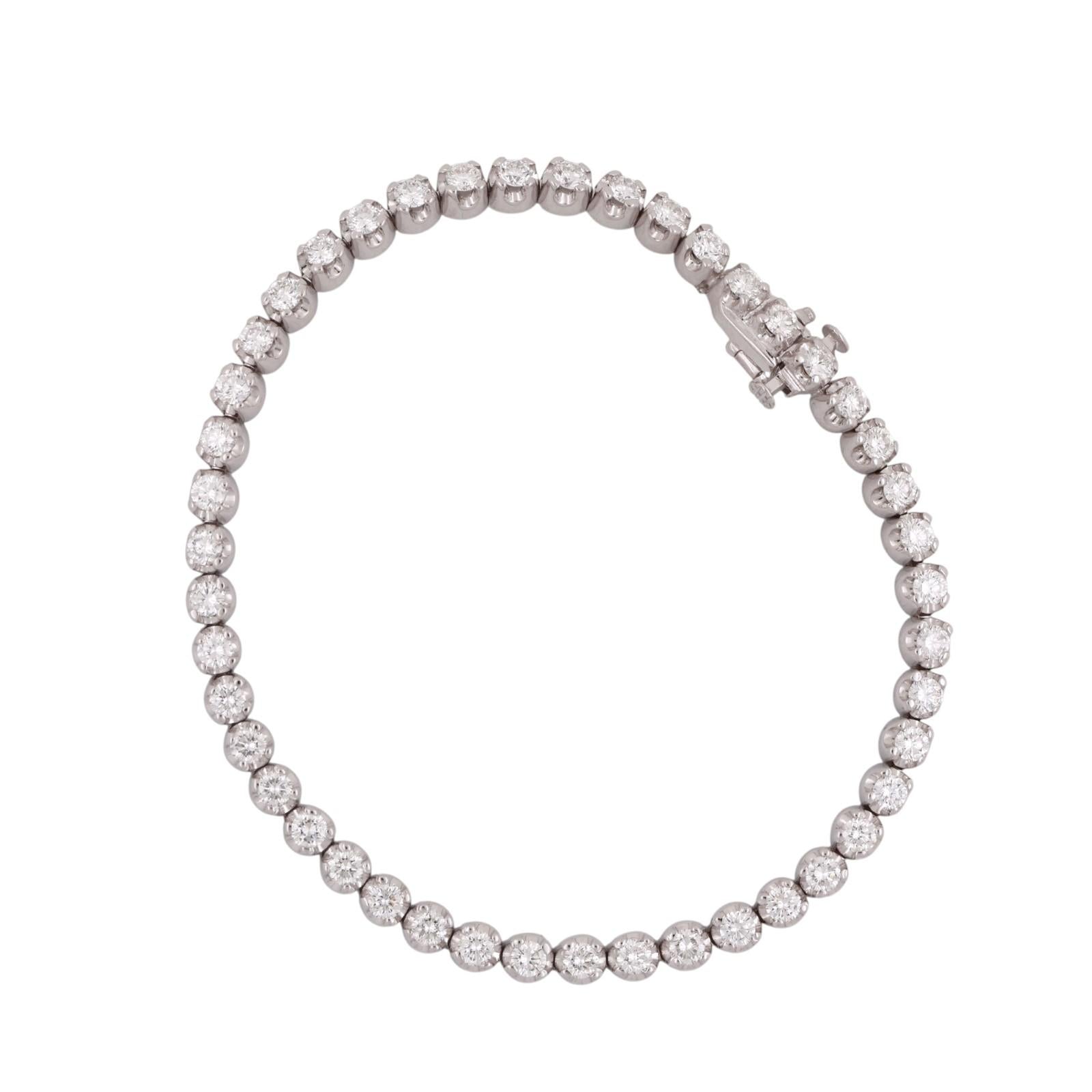3.00 TW Round Diamond Tennis Bracelet 14K White Gold 7" Estate