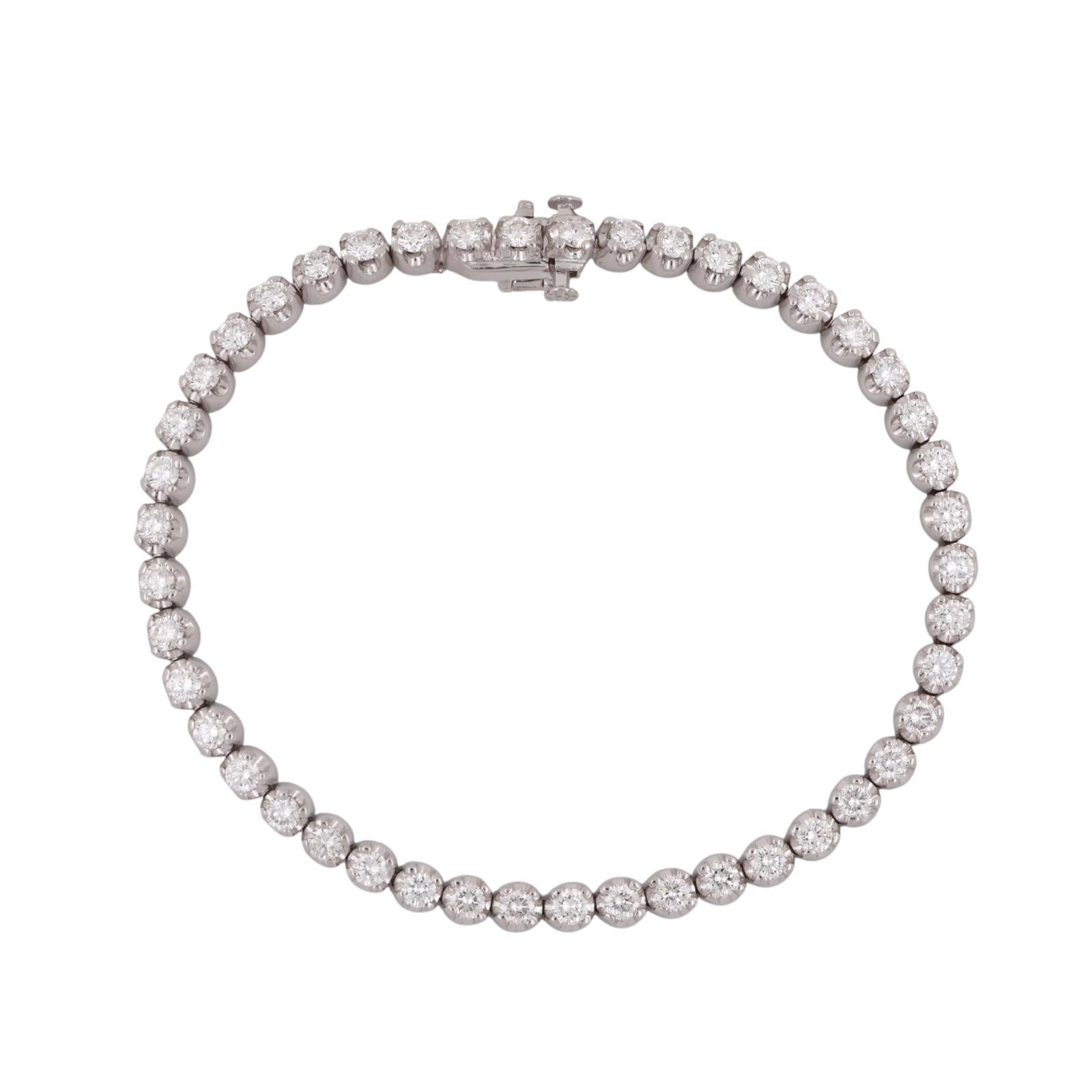 3.00 TW Round Diamond Tennis Bracelet 14K White Gold 7" Estate