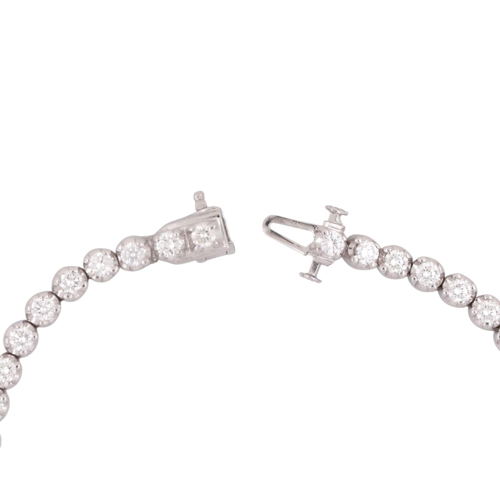 3.00 TW Round Diamond Tennis Bracelet 14K White Gold 7" Estate