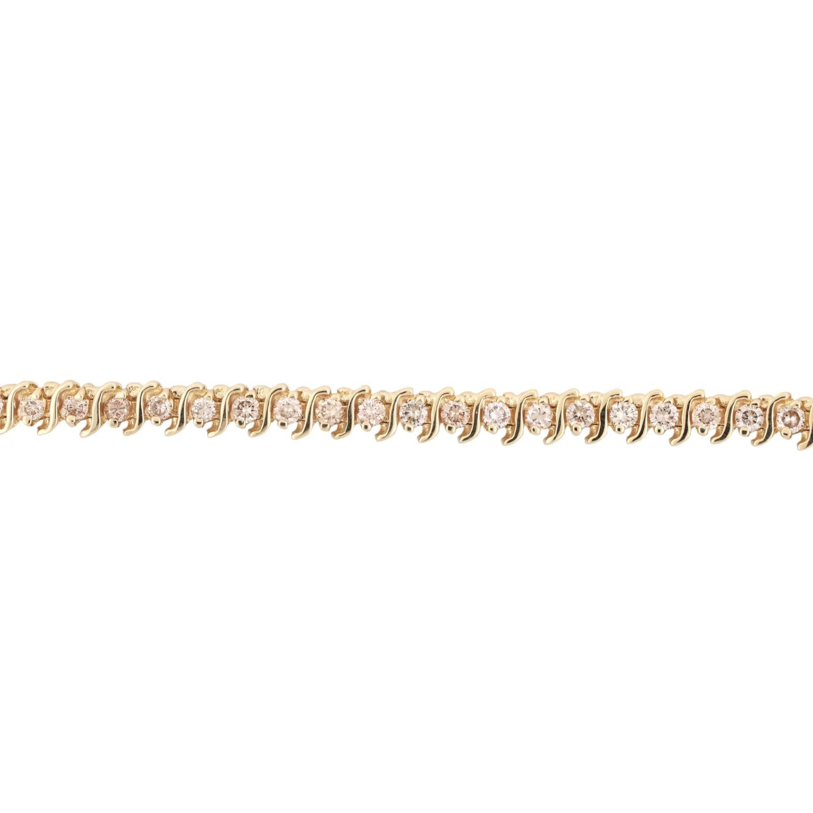 3.00 TW Diamond S Link Tennis Bracelet 14K Yellow Gold 7" Ladies Estate