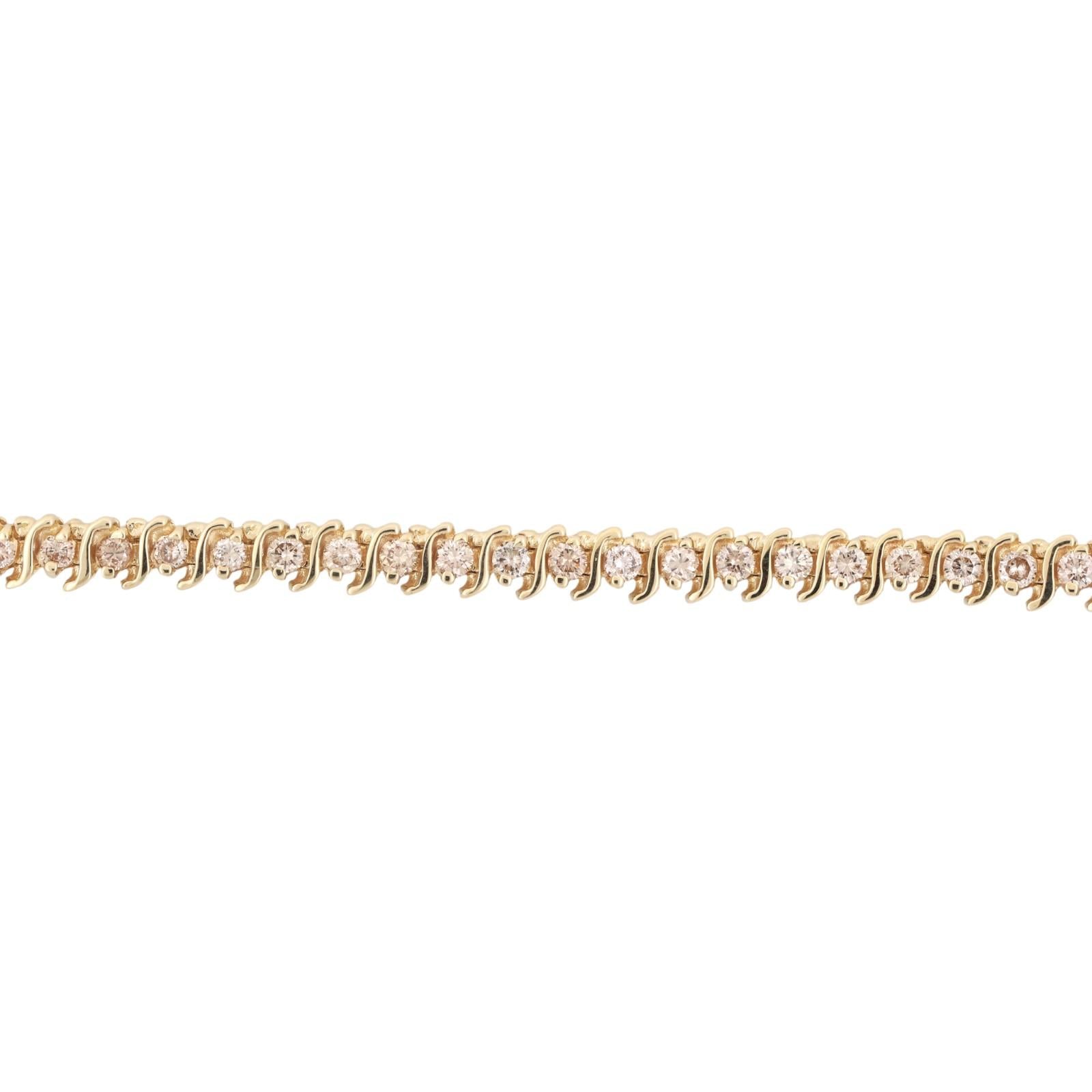 3.00 TW Diamond S Link Tennis Bracelet 14K Yellow Gold 7" Ladies Estate