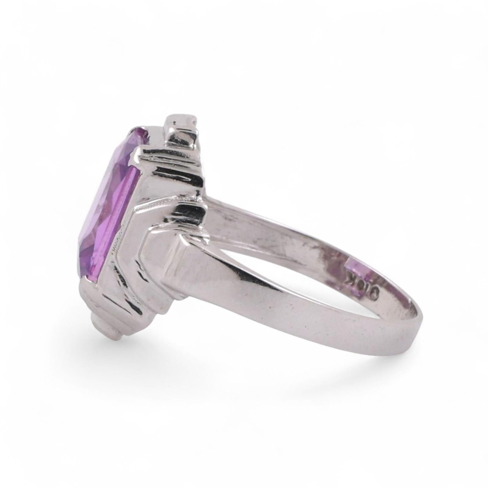 Vintage Alexandrite Gemstone Solitaire Ring 10K White Gold 2.35 CT Size 6 Estate
