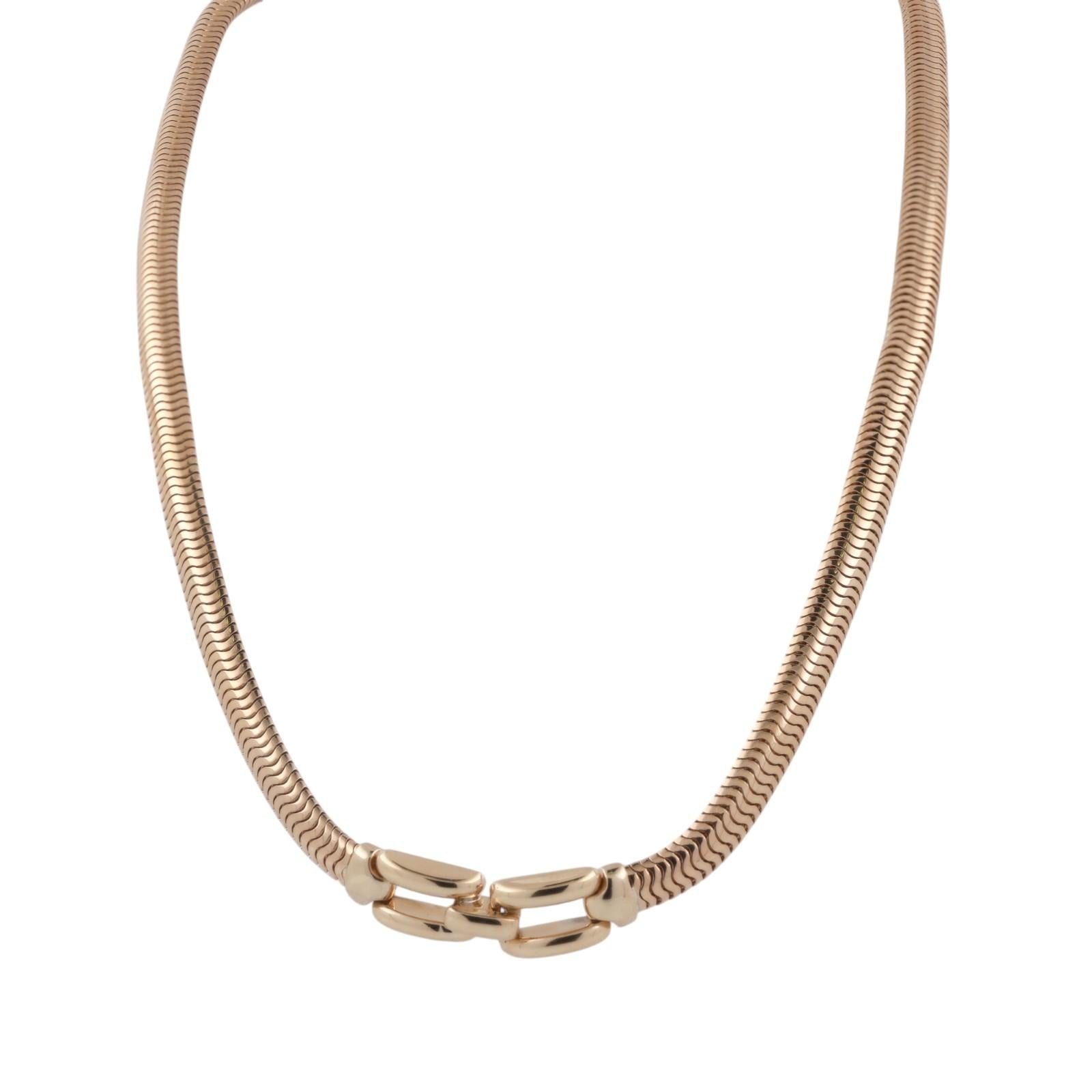 Vintage Retro Tiffany & Co. Snake Chain Necklace 14K Yellow Gold 5.3 mm Wide 16"