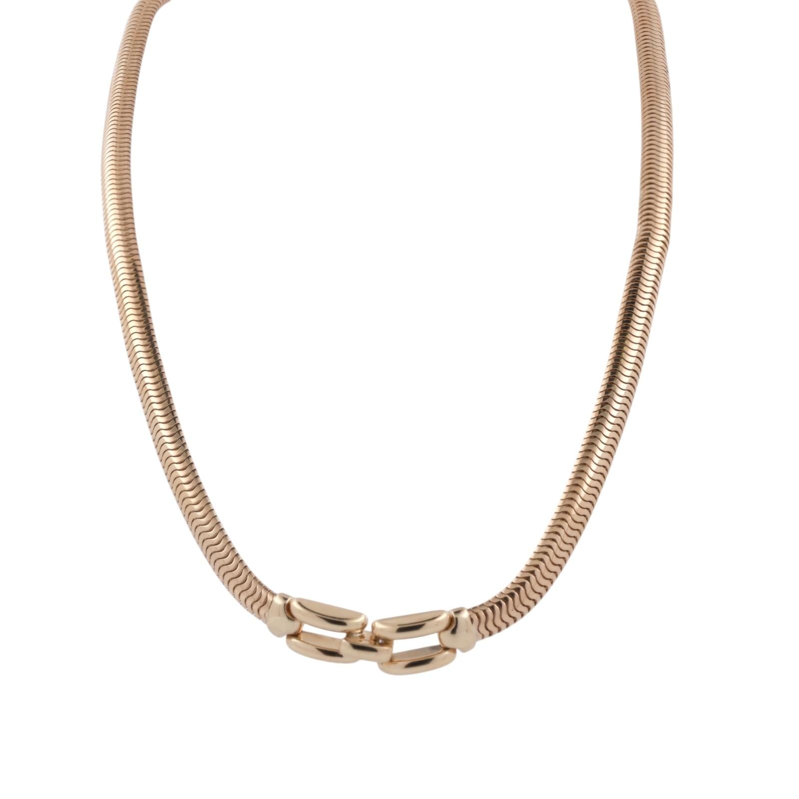 Vintage Retro Tiffany & Co. Snake Chain Necklace 14K Yellow Gold 5.3 mm Wide 16"