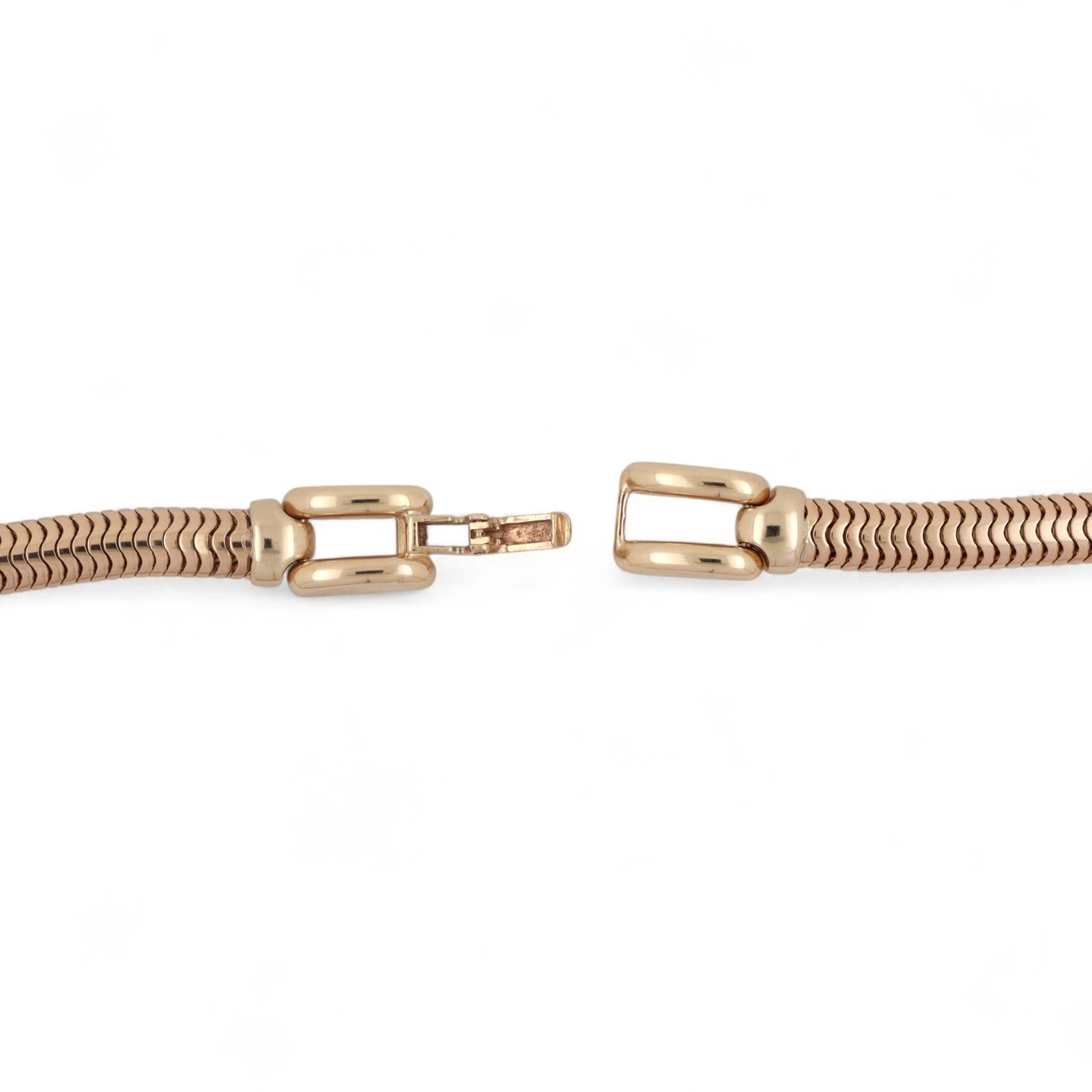 Vintage Retro Tiffany & Co. Snake Chain Necklace 14K Yellow Gold 5.3 mm Wide 16"
