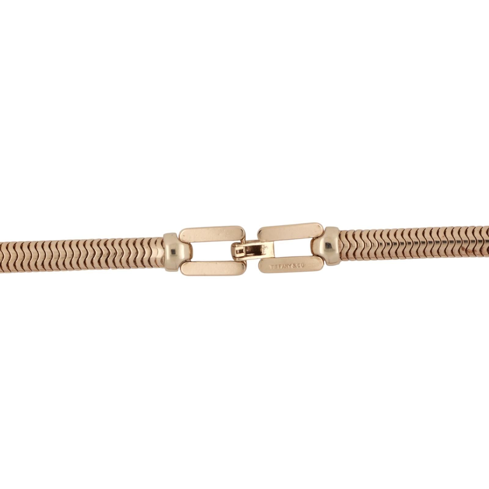 Vintage Retro Tiffany & Co. Snake Chain Necklace 14K Yellow Gold 5.3 mm Wide 16"