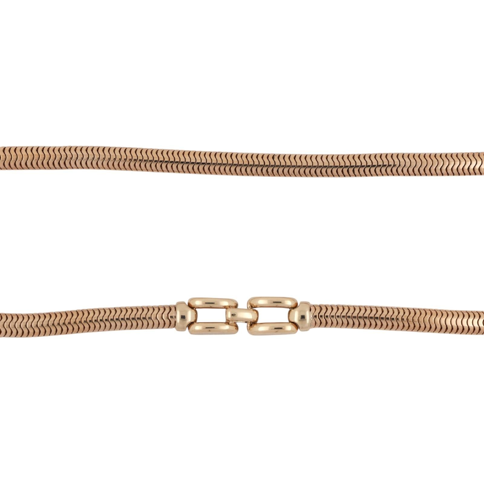 Vintage Retro Tiffany & Co. Snake Chain Necklace 14K Yellow Gold 5.3 mm Wide 16"