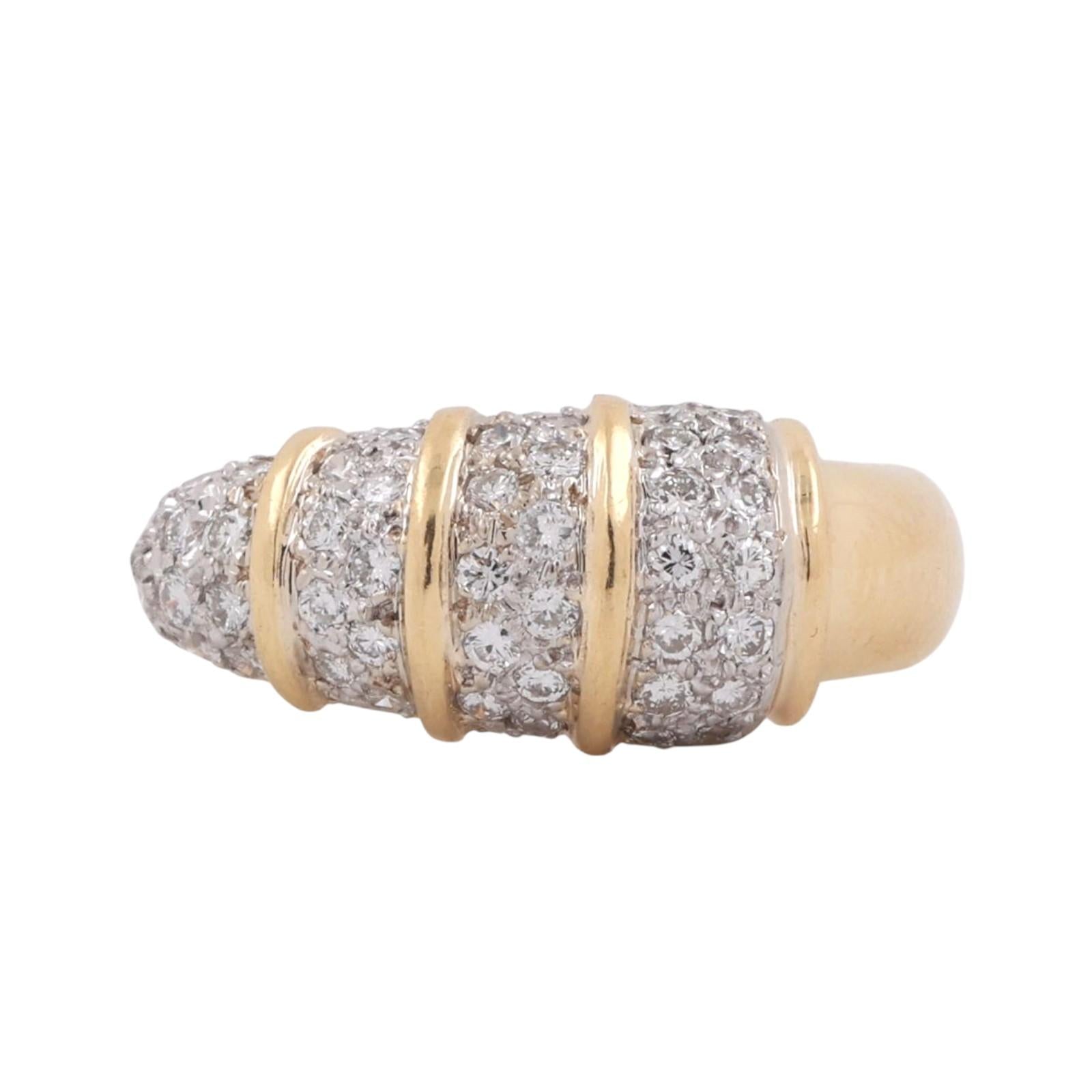 1.00 TW Cluster Diamond Wide Band Ring 18K Yellow Gold Size 7 Ladies Estate