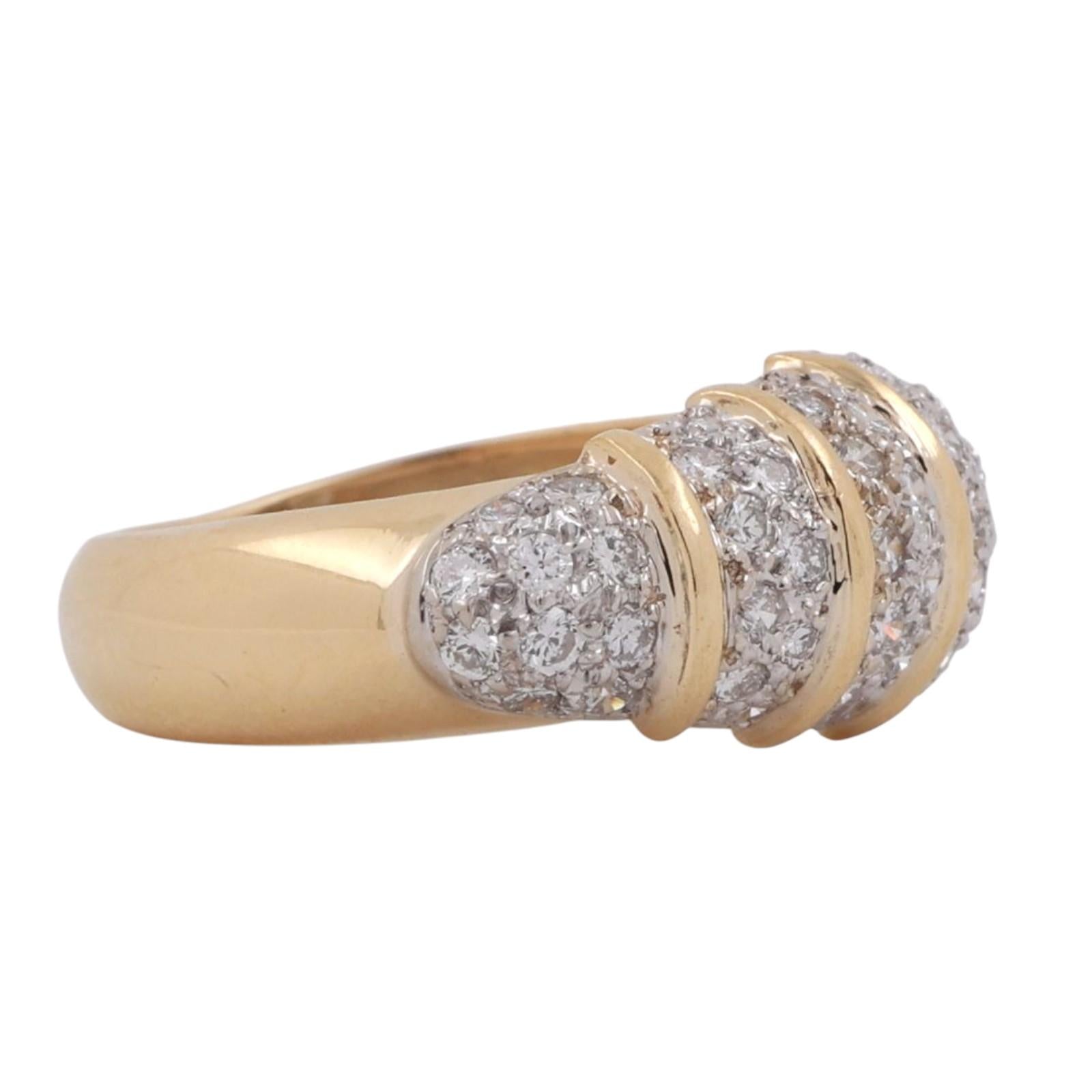 1.00 TW Cluster Diamond Wide Band Ring 18K Yellow Gold Size 7 Ladies Estate