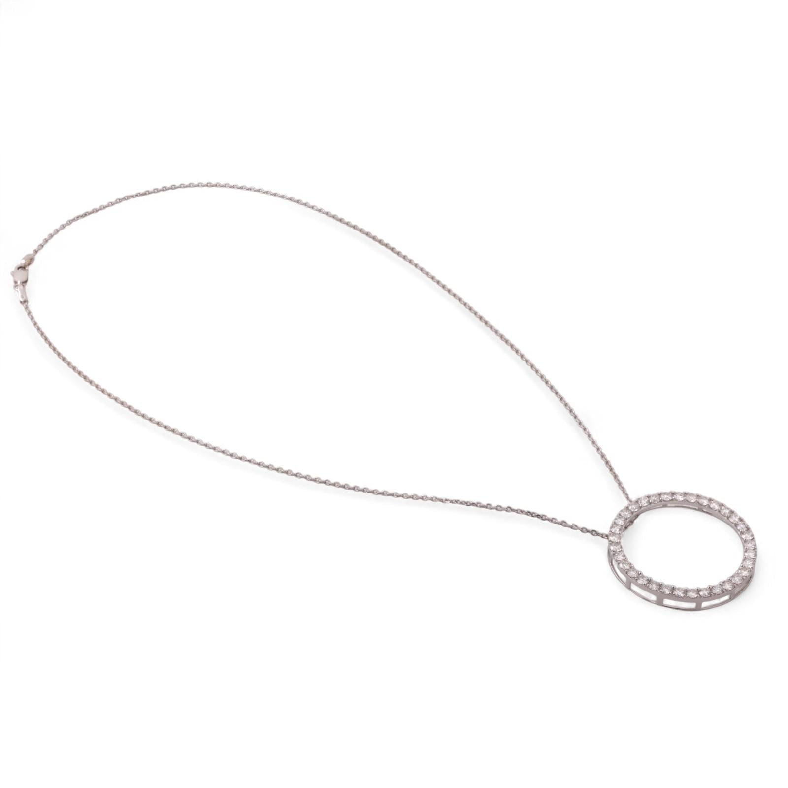 3.00 TW Circle of Life Round Diamond Pendant Chain Necklace 14K White Gold 17"