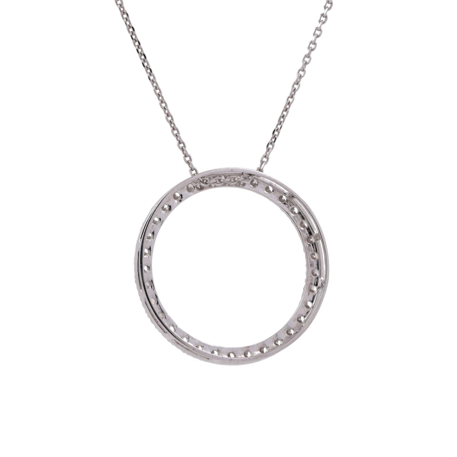 3.00 TW Circle of Life Round Diamond Pendant Chain Necklace 14K White Gold 17"