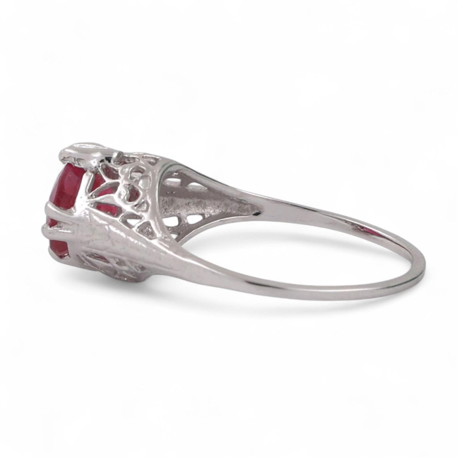 1.80 CT Solitaire Round Ruby Filigree Ring Platinum Size 6.5 Ladies Estate