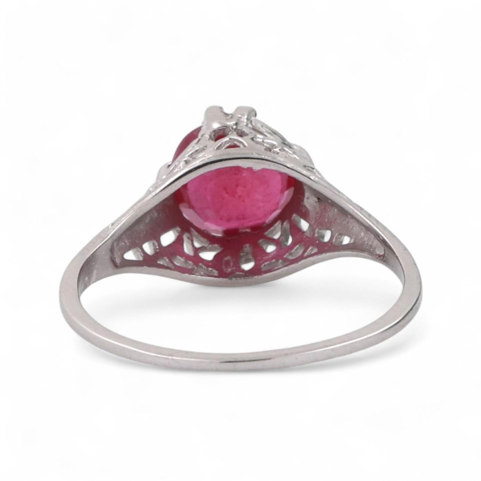1.80 CT Solitaire Round Ruby Filigree Ring Platinum Size 6.5 Ladies Estate