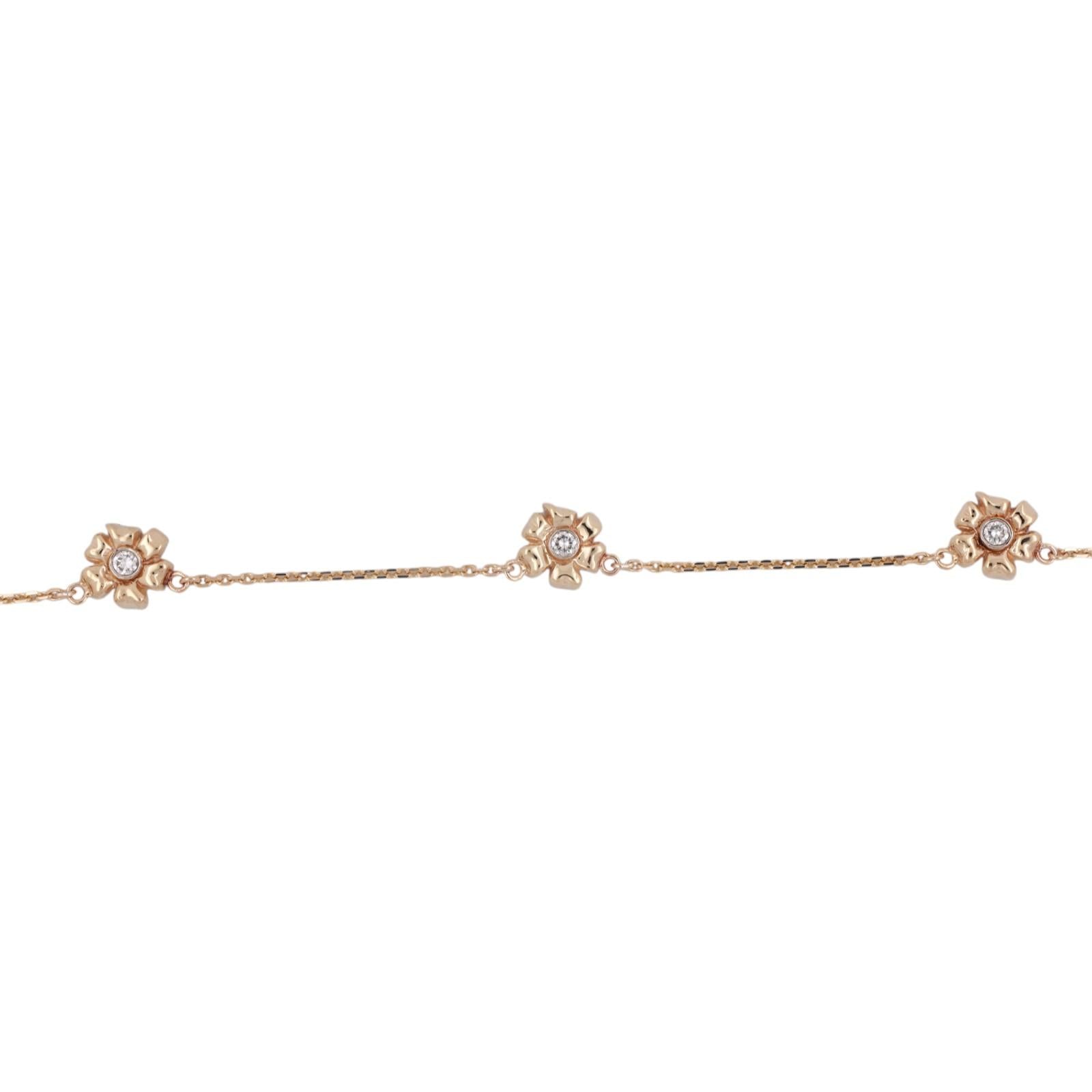 0.45 TW Diamond Floral Station Necklace 14K Yellow Gold 16.75" Ladies Estate