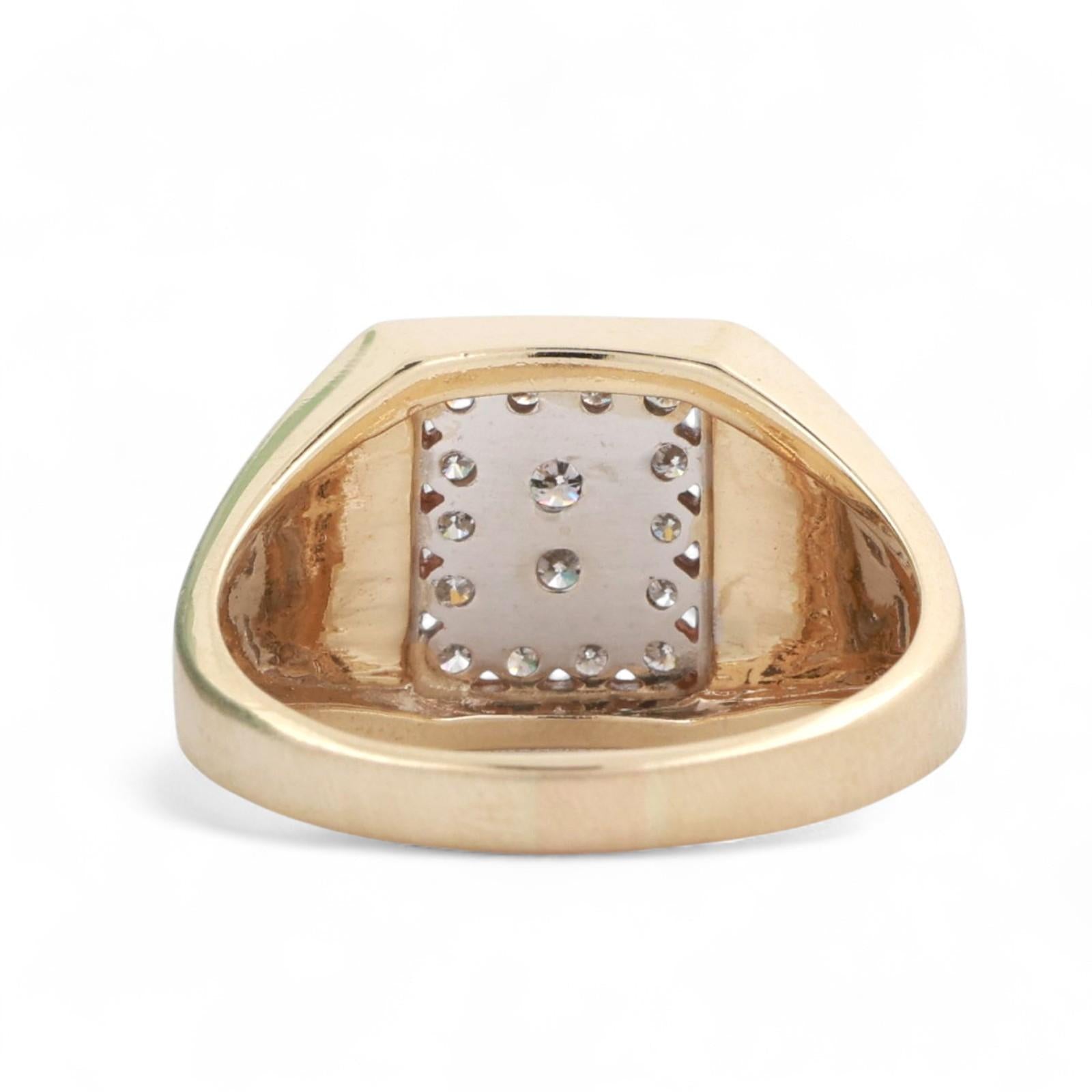 Mens Cluster Diamond Square Ring 14K Brushed Gold 0.55 TW Size 10.25 Estate