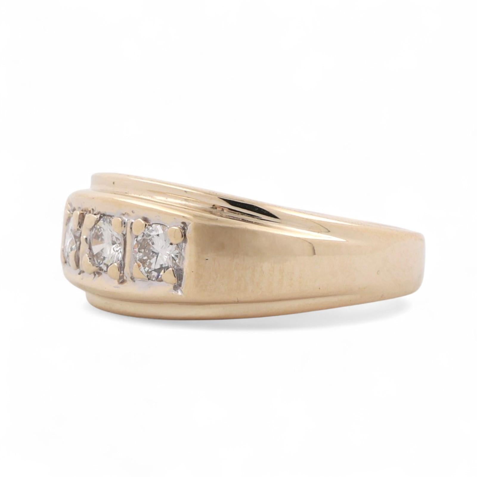 3-Stone Diamond Band Ring 14K Yellow Gold 0.50 TW Size 9.25 Unisex Estate
