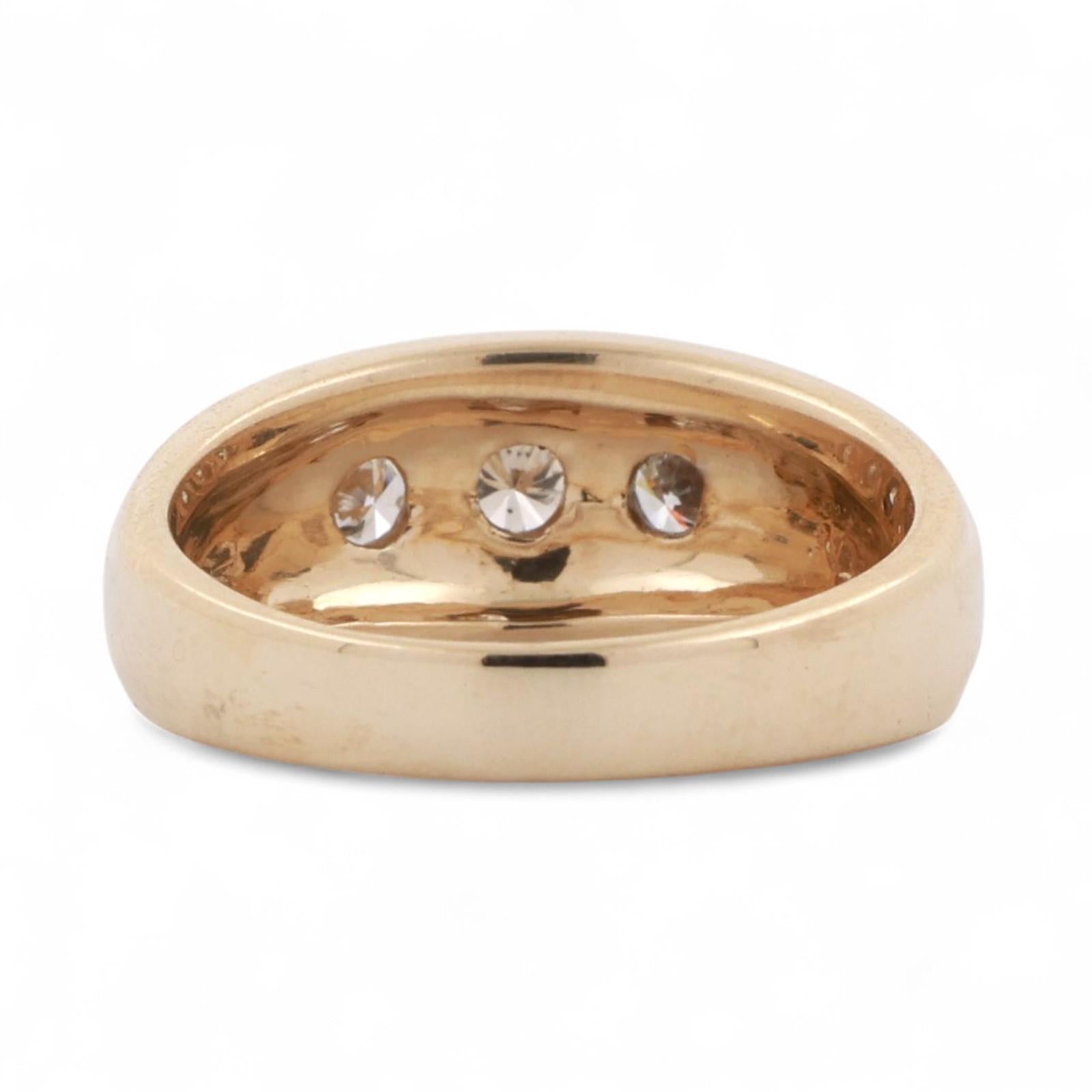 3-Stone Diamond Band Ring 14K Yellow Gold 0.50 TW Size 9.25 Unisex Estate