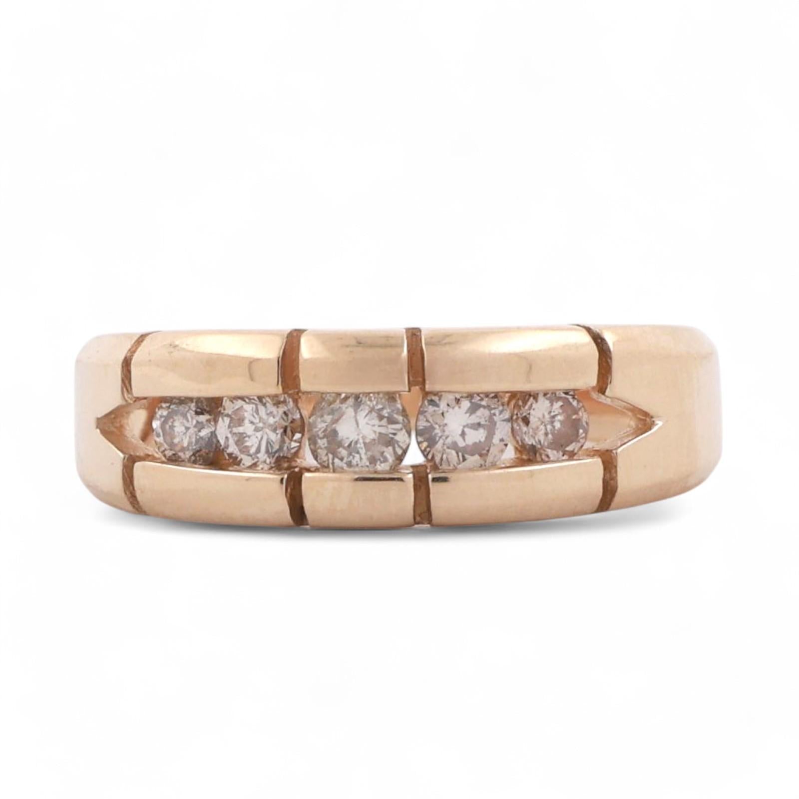 0.50 TW Round Diamond Band Ring 14K Yellow Gold Channel Set Size 6 Stackable