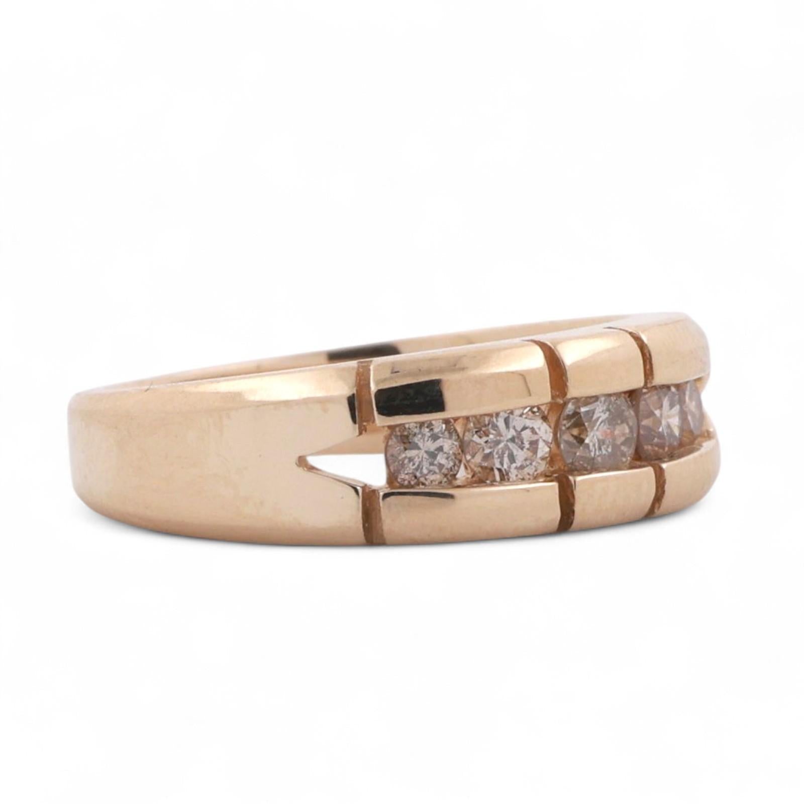 0.50 TW Round Diamond Band Ring 14K Yellow Gold Channel Set Size 6 Stackable