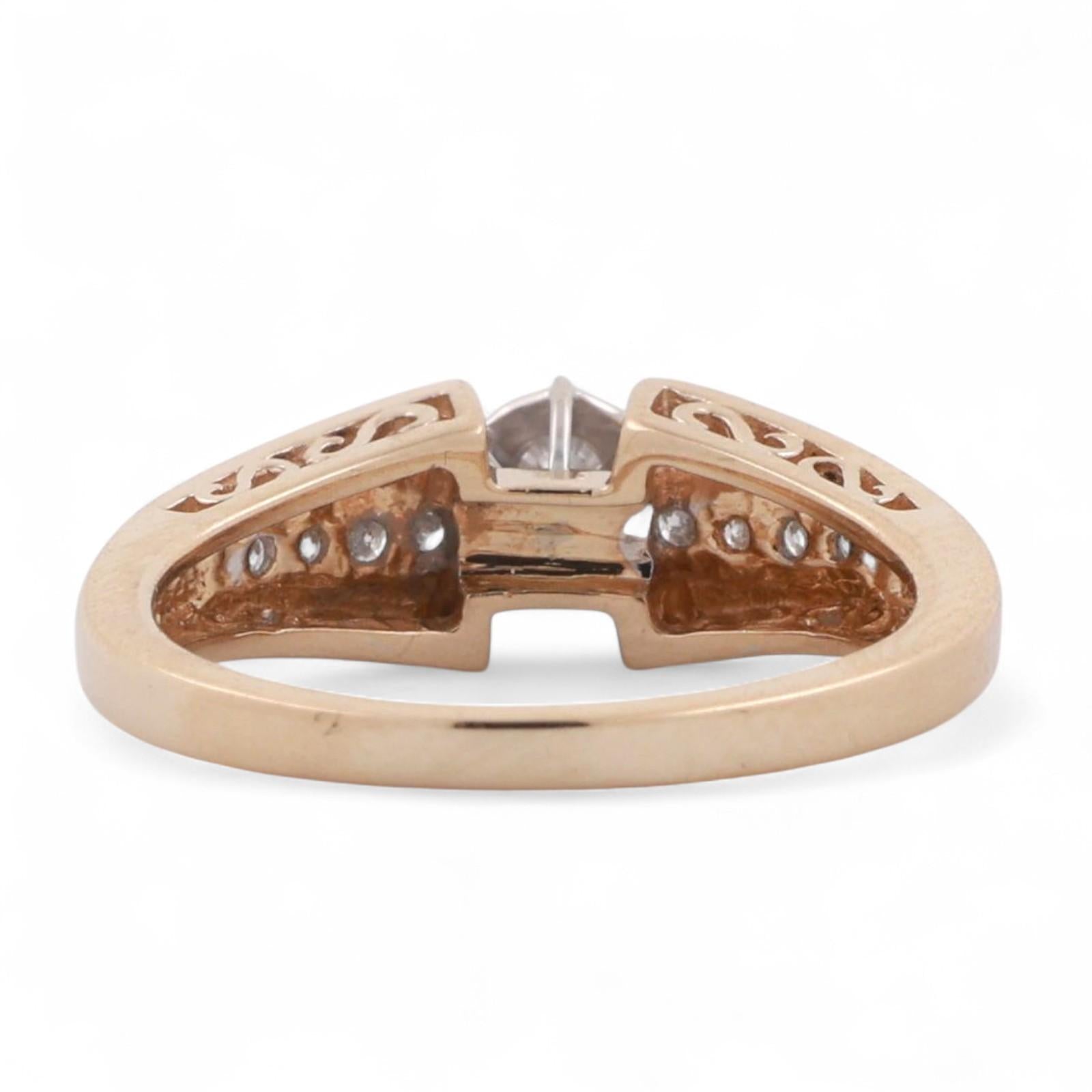 0.33 TW Solitaire Diamond Engagement Ring With Accents 14K Gold Size 7 Ladies