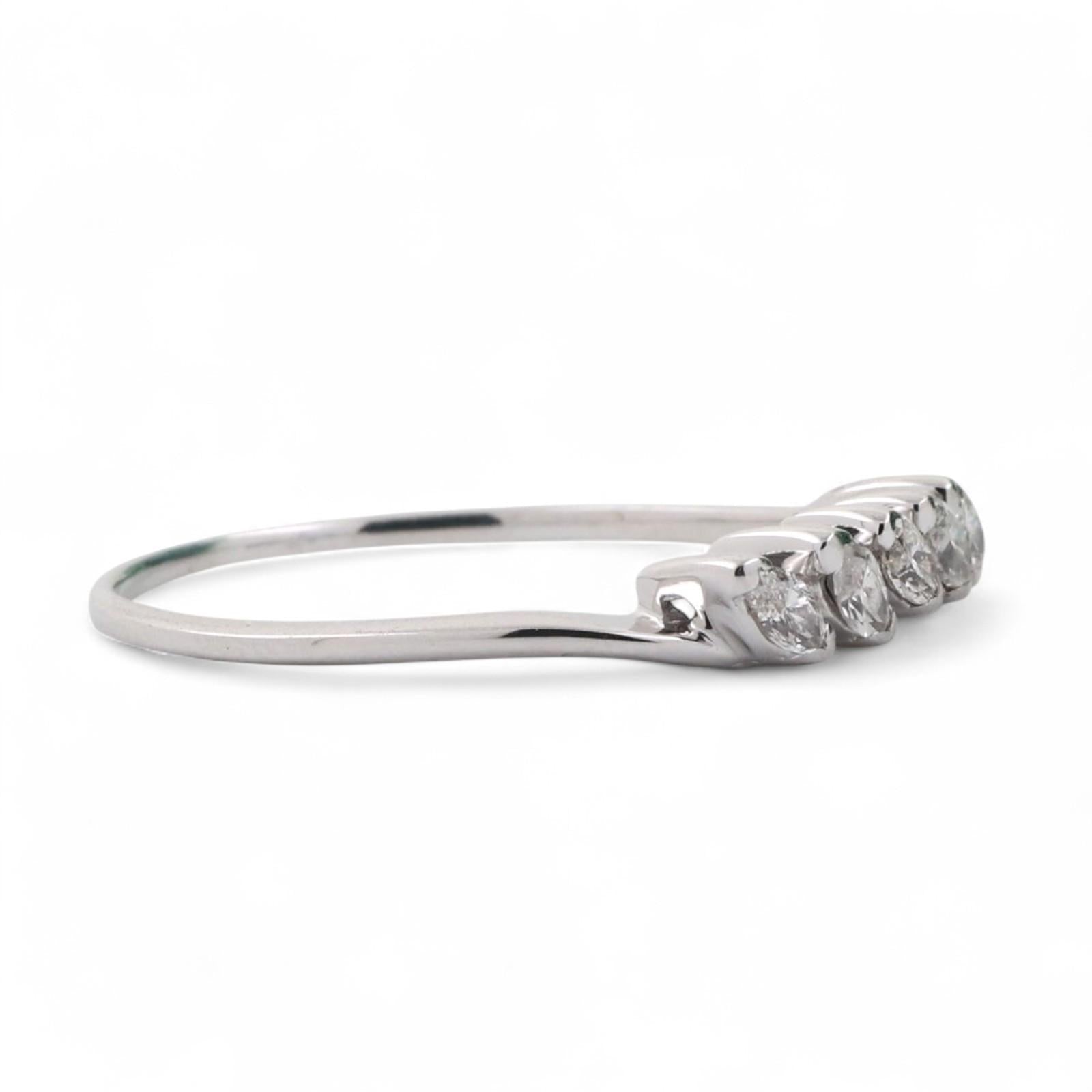 5-Stone Marquise Diamond Band Ring White Gold 0.35 TW Ladies Estate Size 9
