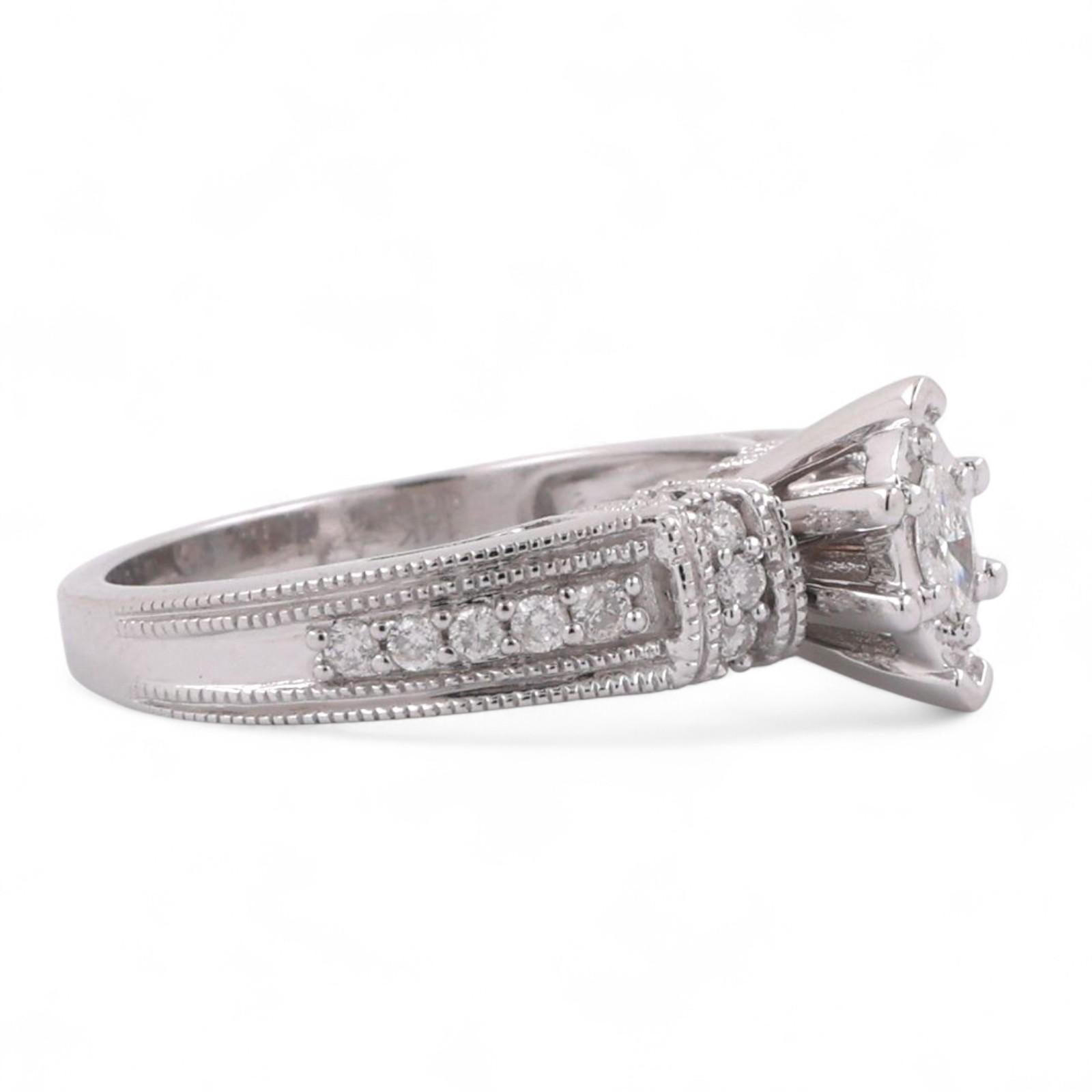 Marquise Diamond Accent Engagement Ring 14K White Gold 0.53 TW Size 6.5