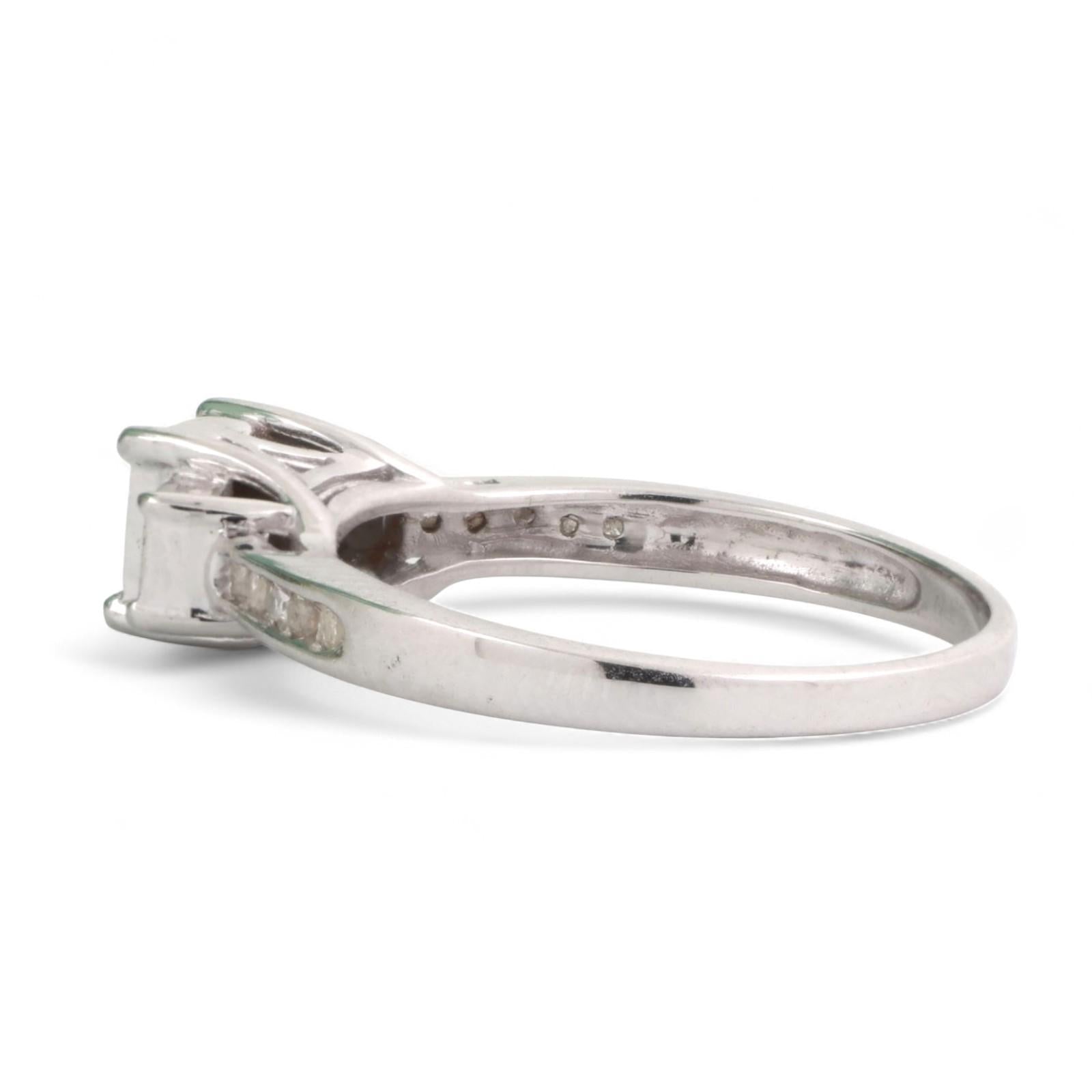 0.60 TW Princess Cluster Diamond Ring 10K White Gold Size 8.5 Ladies Estate