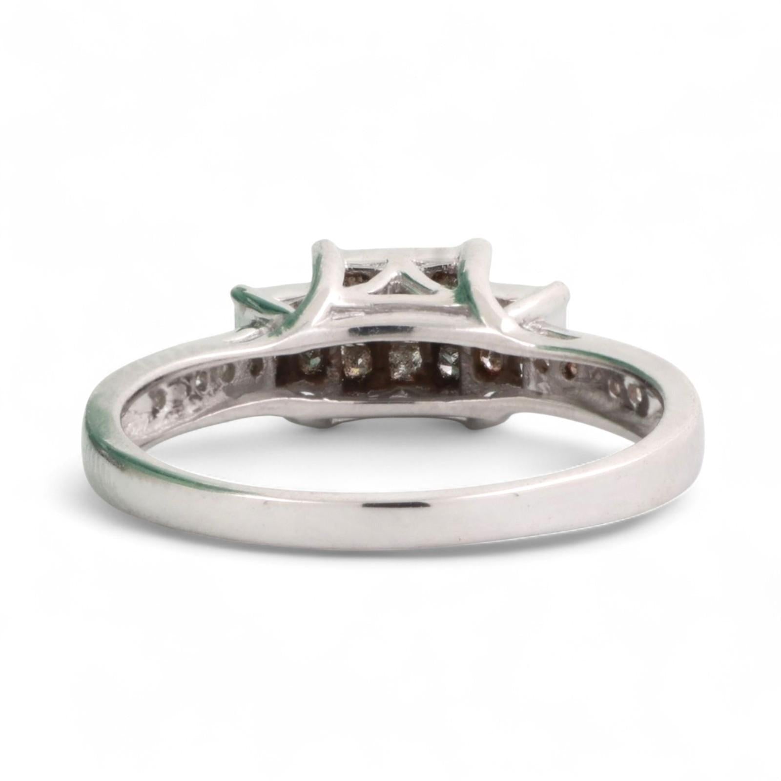 0.60 TW Princess Cluster Diamond Ring 10K White Gold Size 8.5 Ladies Estate