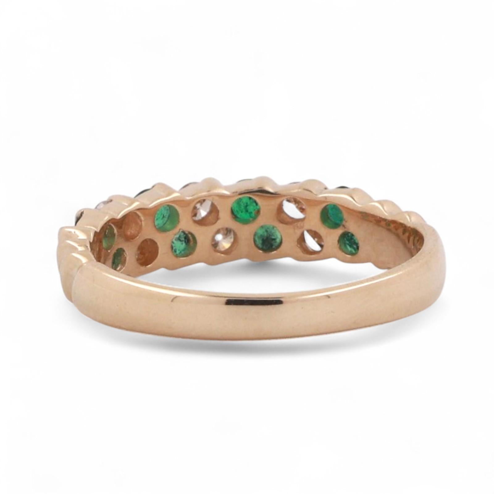 EFFY Emerald Diamond Band Ring 14K Yellow Gold 0.54 CTW Channel Set Size 6.75