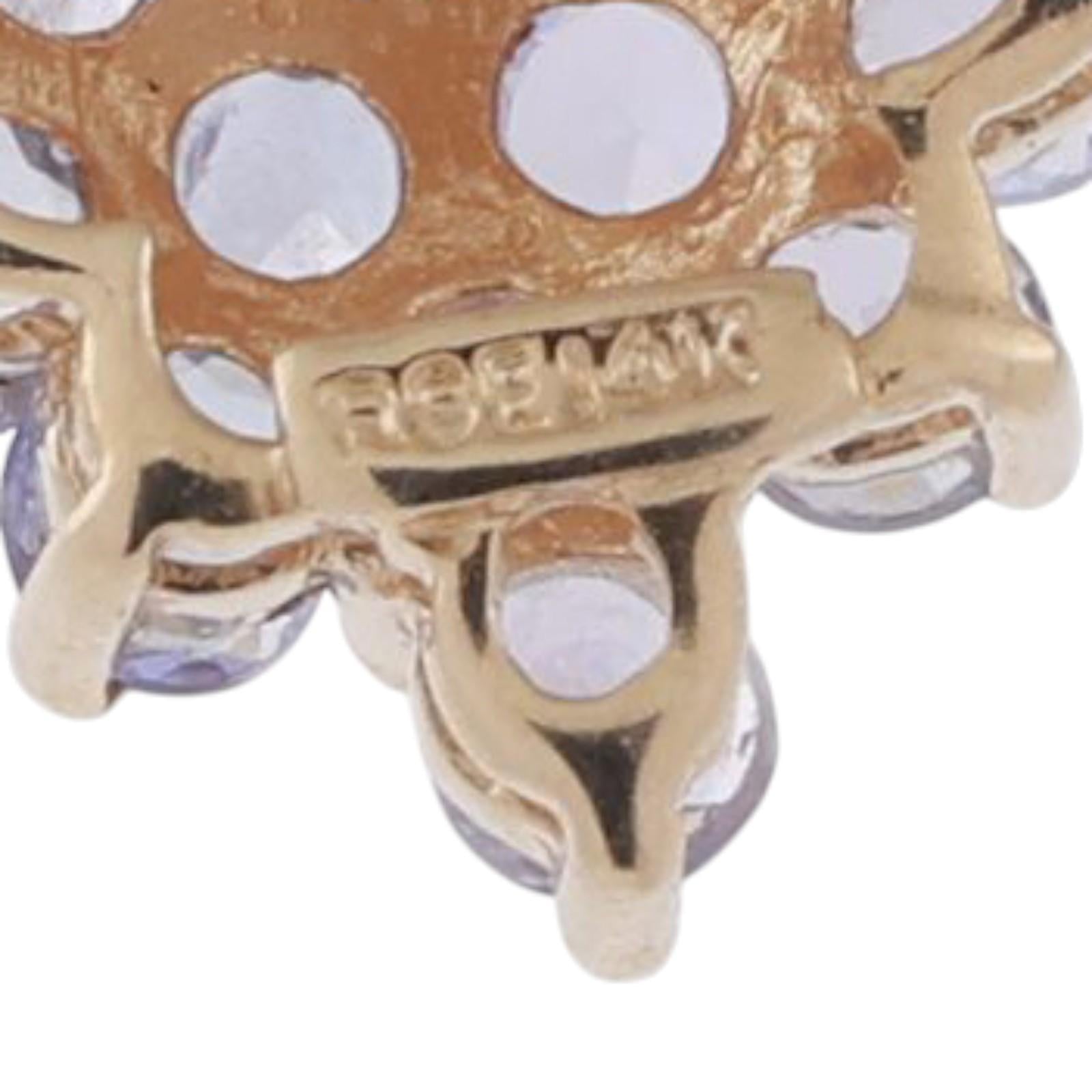 Tanzanite Floral Stud Drop Earrings 14K Yellow Gold 4.08 CTW Ladies Estate