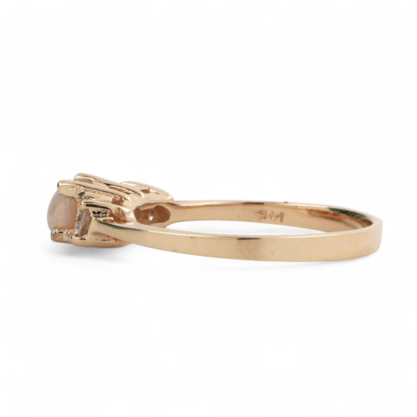 Opal Diamond Cocktail Ring 14K Yellow Gold 0.37 CTW Size 6.75 Ladies Estate