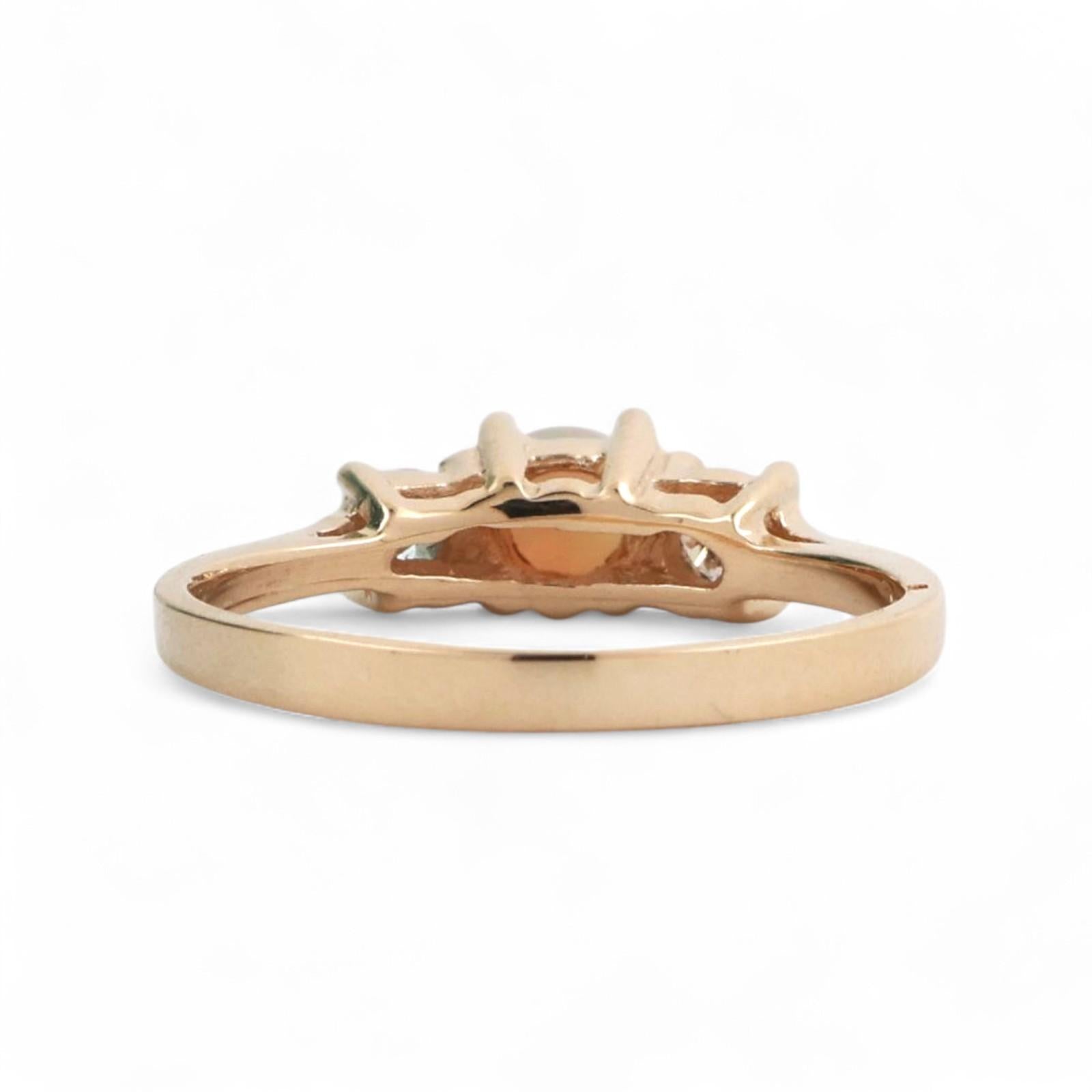 Opal Diamond Cocktail Ring 14K Yellow Gold 0.37 CTW Size 6.75 Ladies Estate
