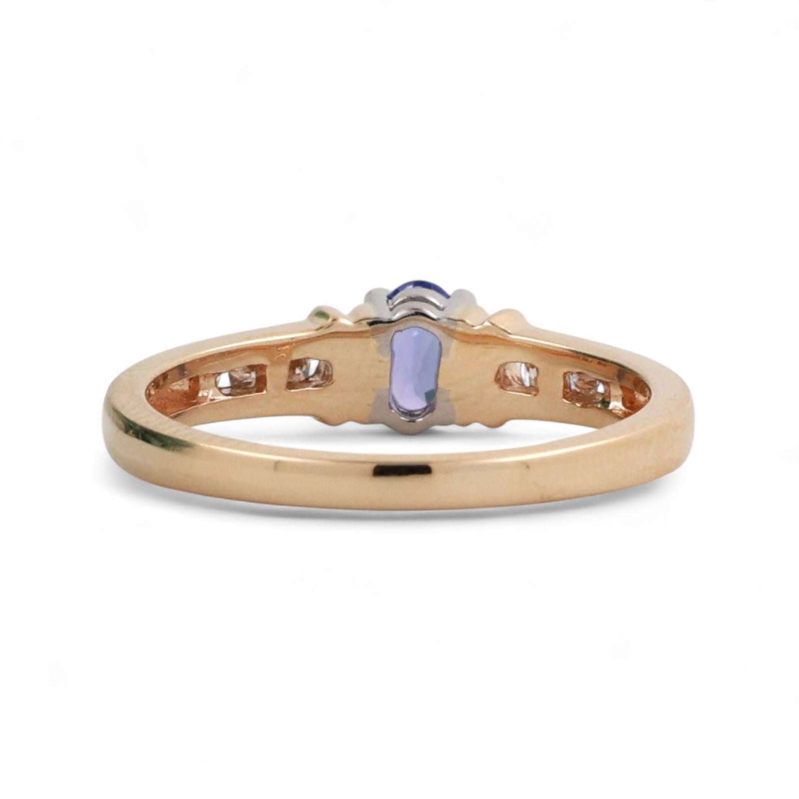 Tanzanite Diamond Cocktail Ring 14K Yellow Gold 0.33 CTW Size 6.5 Estate
