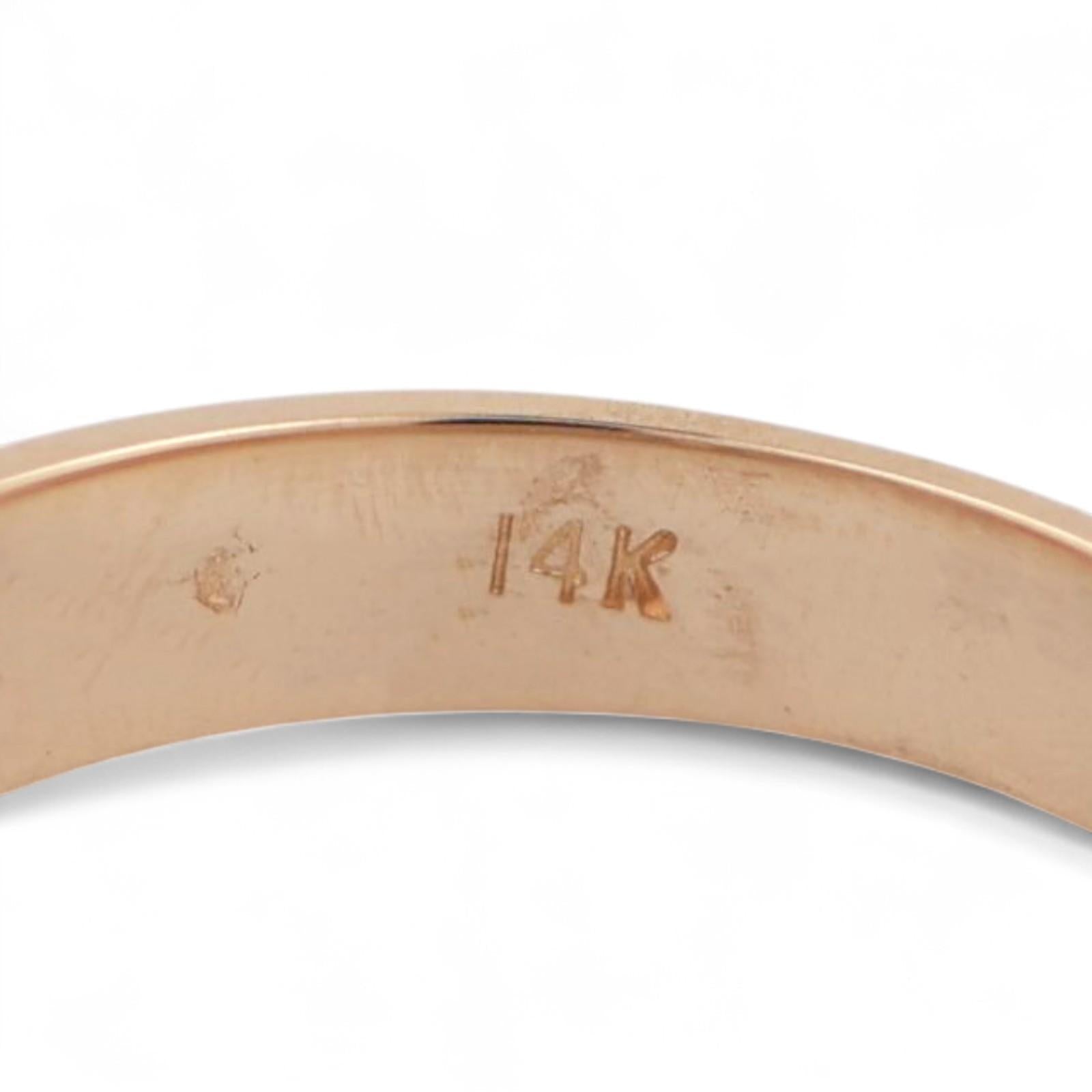 Solitaire Diamond Greek Key Band Ring 14K Gold 0.15 CT Size 10.5 Unisex Estate