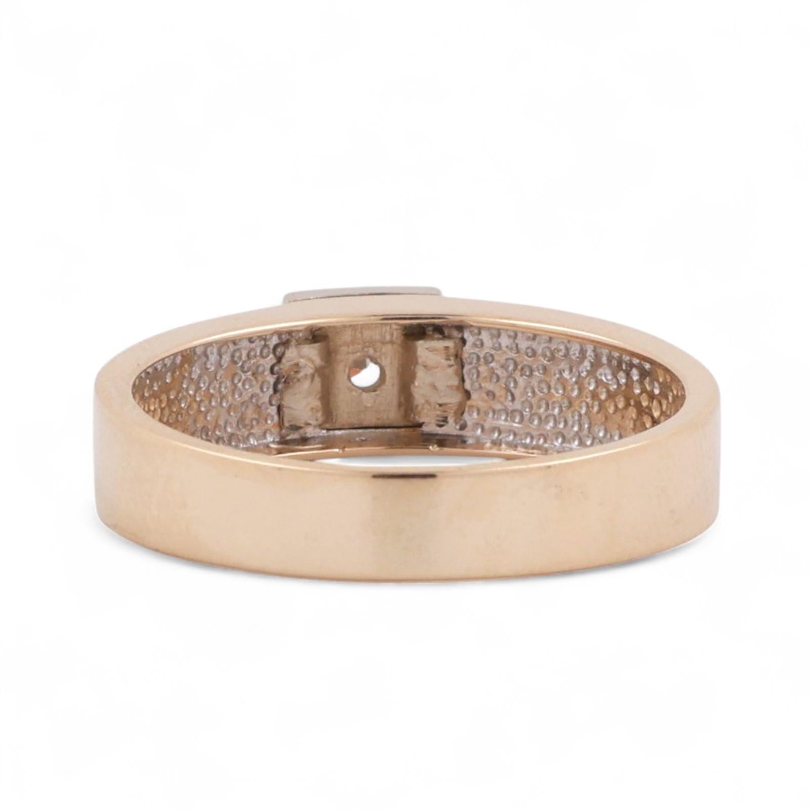Solitaire Diamond Greek Key Band Ring 14K Gold 0.15 CT Size 10.5 Unisex Estate