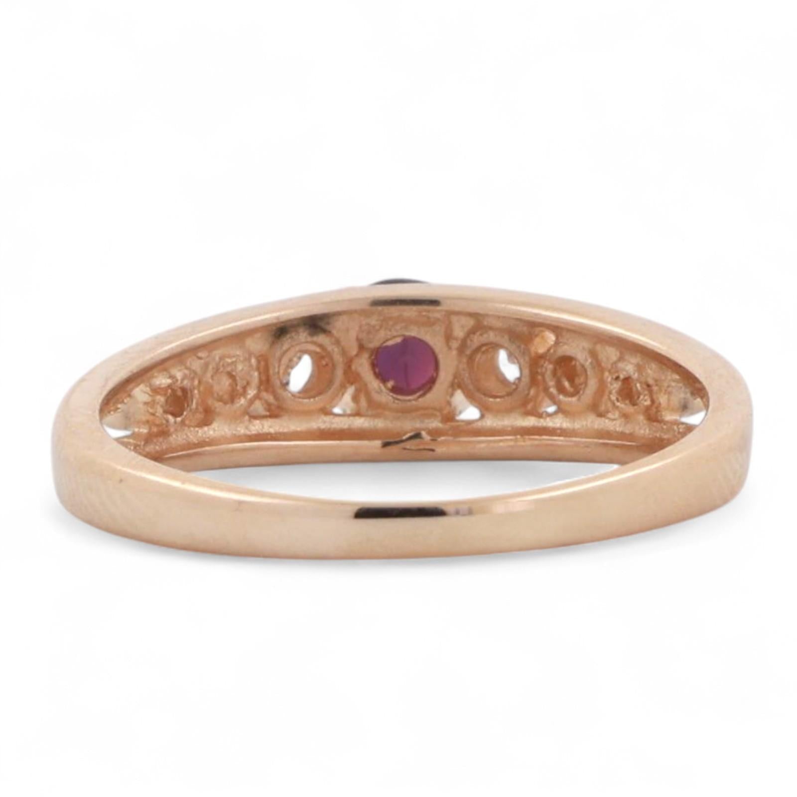 Solitaire Ruby Diamond Accent Band Ring 14K Yellow Gold 0.43 CTW Size 5.75