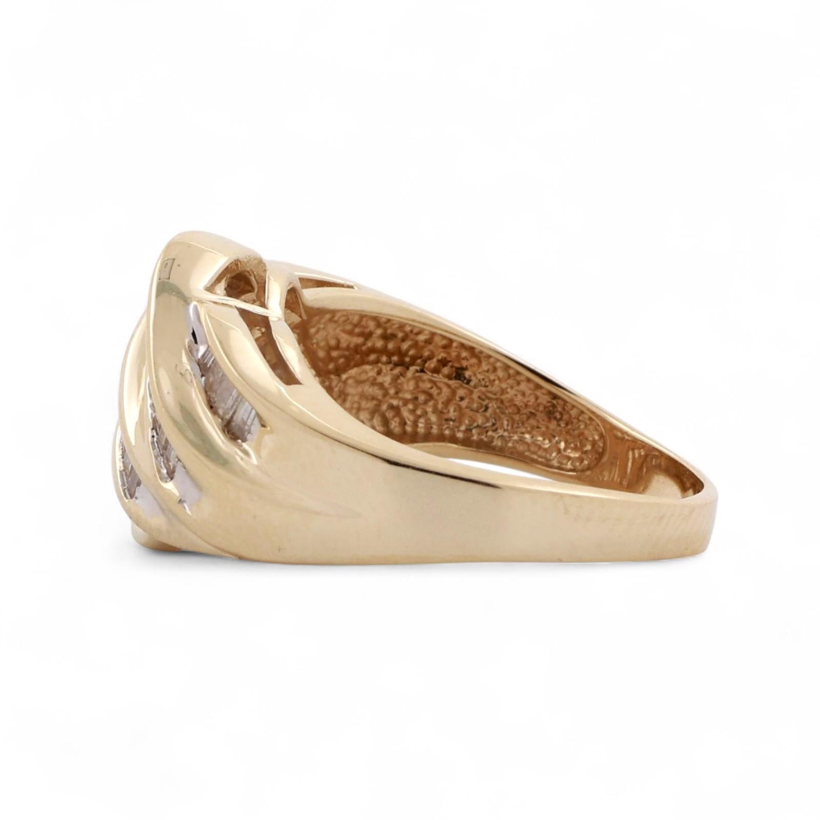 0.70 TW Baguette Diamond Swirl Ring 14K Gold Size 8 Ladies Estate