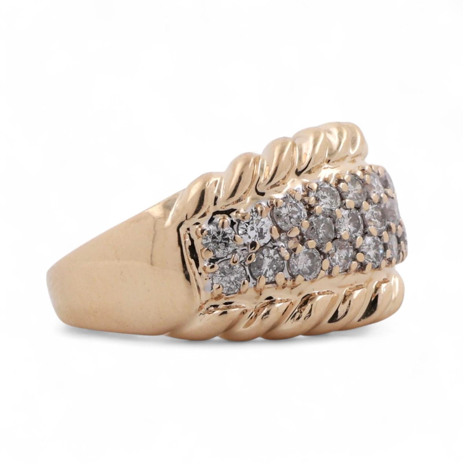 Diamond Wide Band Ring 14K Yellow Gold 1.00 TW Round Diamonds Size 7 Unisex