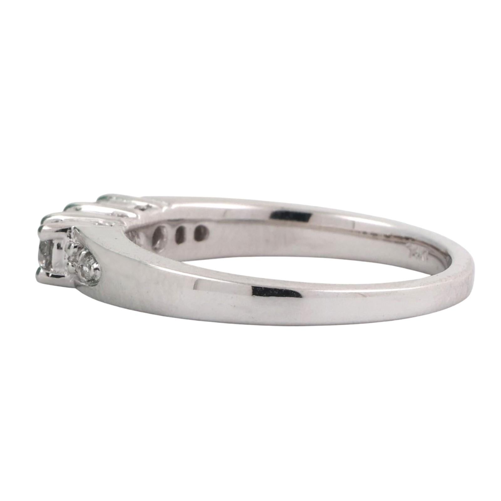 3-Stone Diamond Band Ring With Accents 0.38 TW 14K White Gold Size 7 Ladies