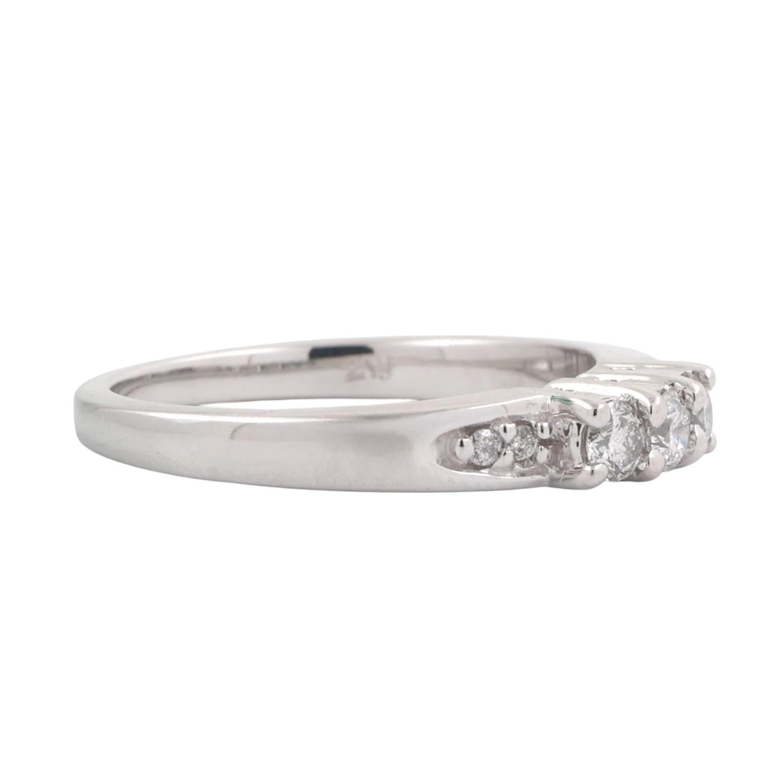3-Stone Diamond Band Ring With Accents 0.38 TW 14K White Gold Size 7 Ladies