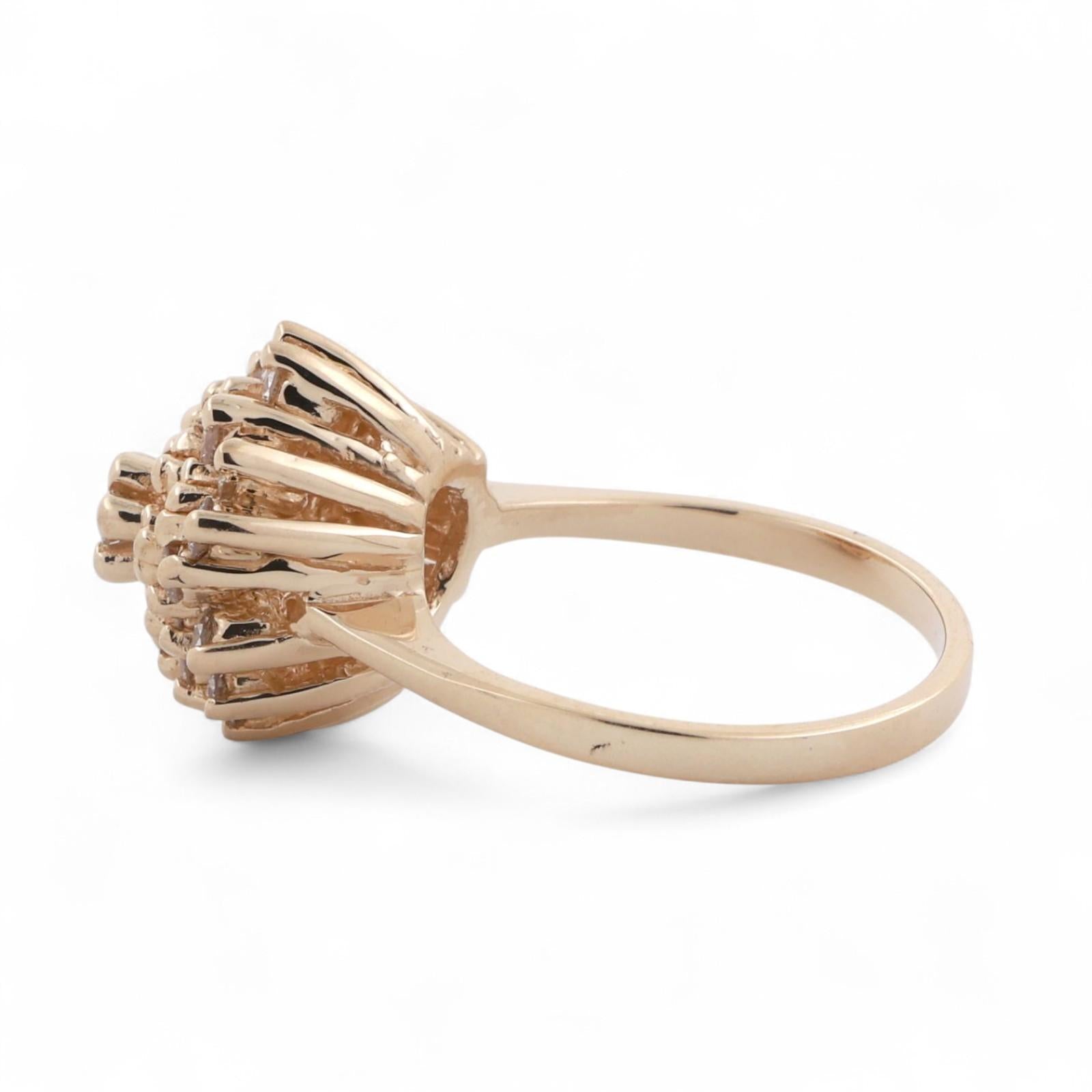 Cluster Diamond Floral Cocktail Ring 14K Yellow Gold 0.80 TW Size 6.25 Ladies