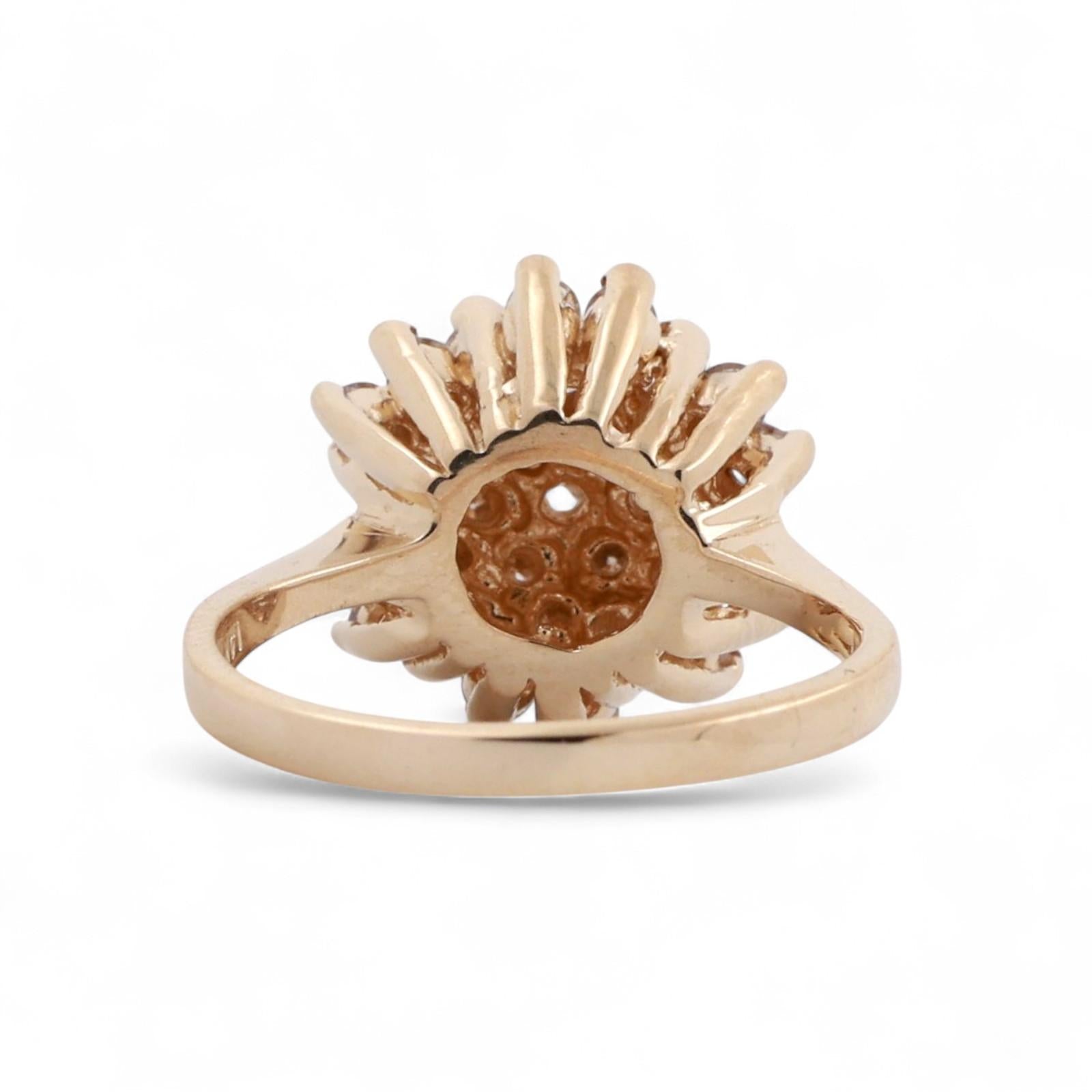 Cluster Diamond Floral Cocktail Ring 14K Yellow Gold 0.80 TW Size 6.25 Ladies