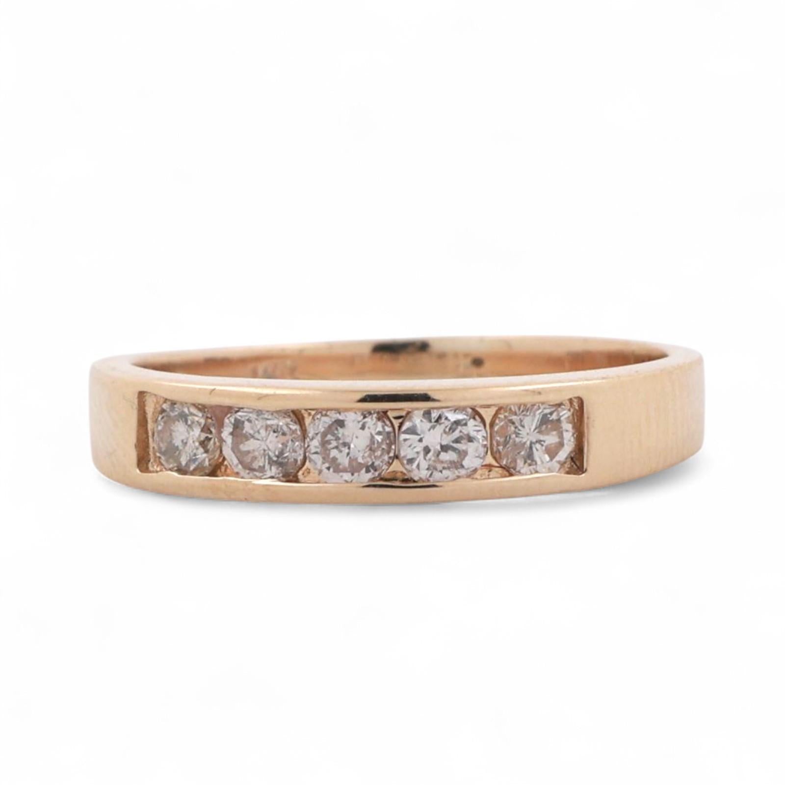 Diamond Half Eternity Band Ring 14K Yellow Gold 0.50 TW Channel Set Size 7.5
