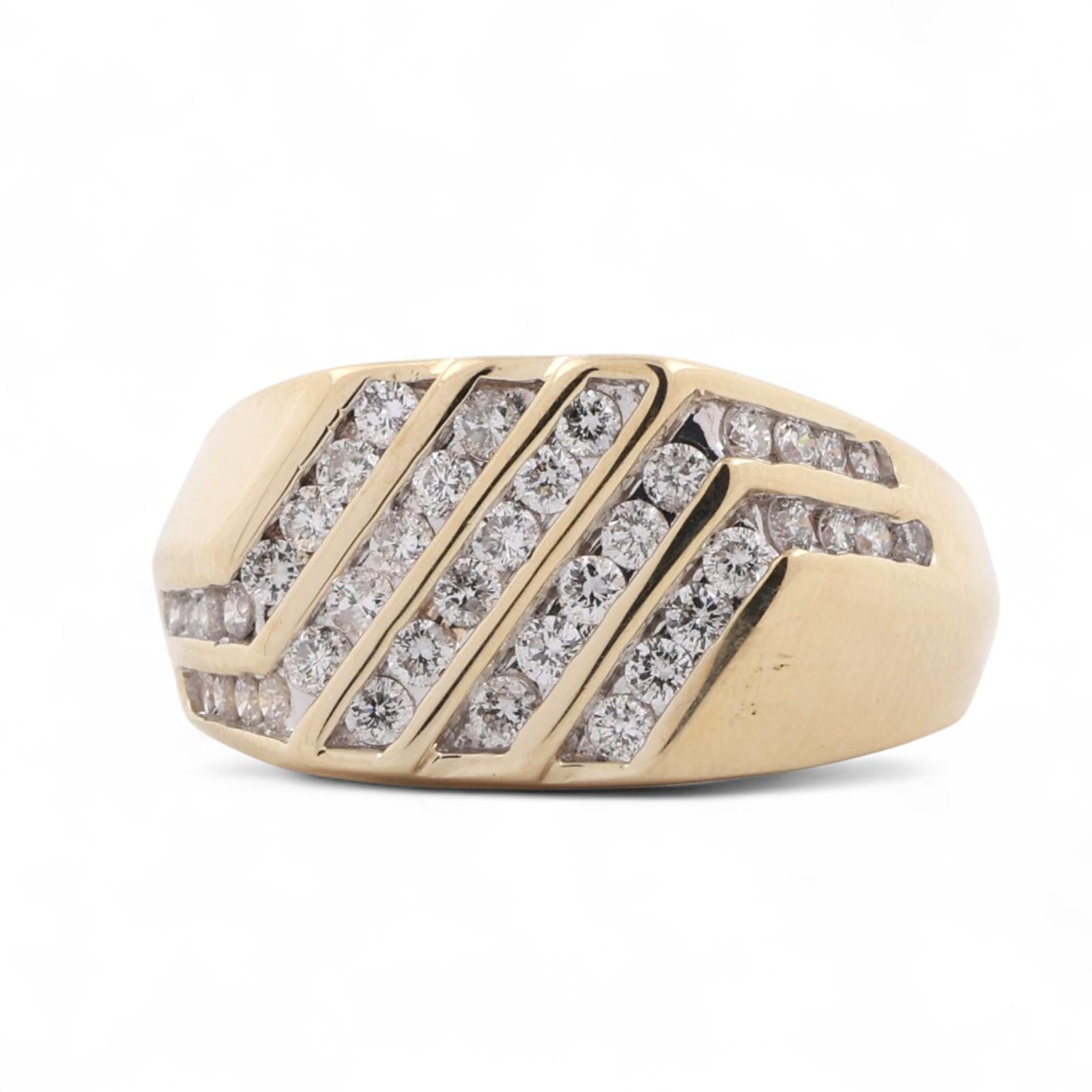 Diamond Wide Band Ring 14K Gold 1.25 TW Channel Set Size 10.5 Unisex