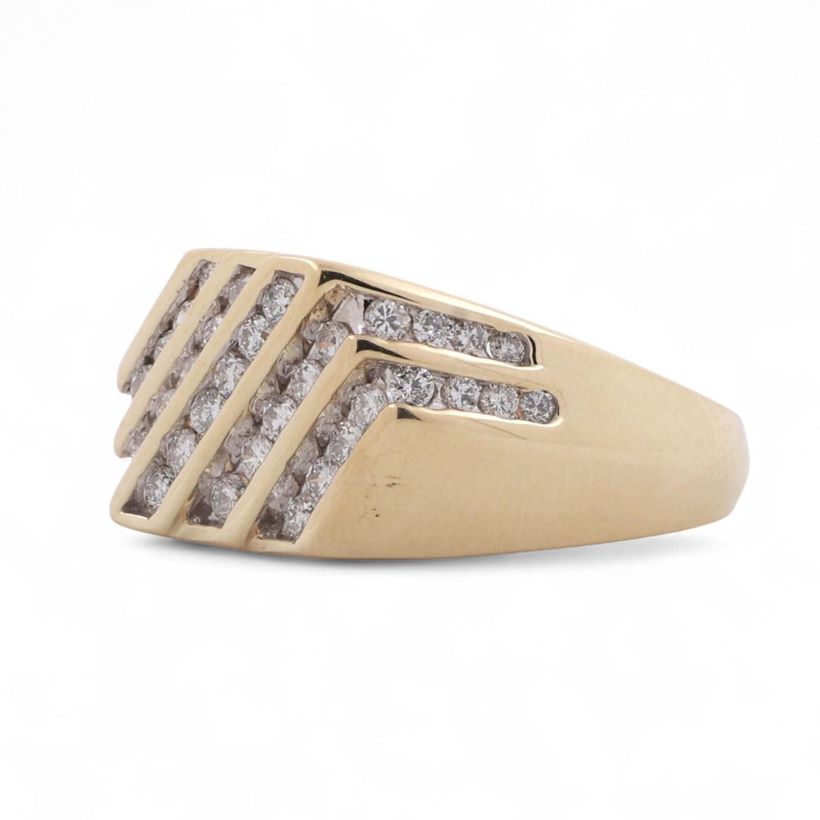 Diamond Wide Band Ring 14K Gold 1.25 TW Channel Set Size 10.5 Unisex