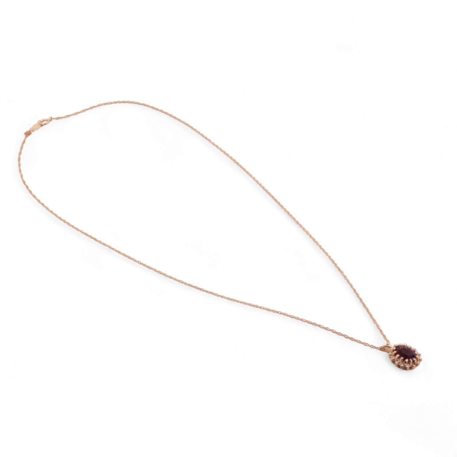 Amethyst Halo Diamond Floral Pendant Chain Necklace 14K Yellow Gold 0.89 CTW 18"